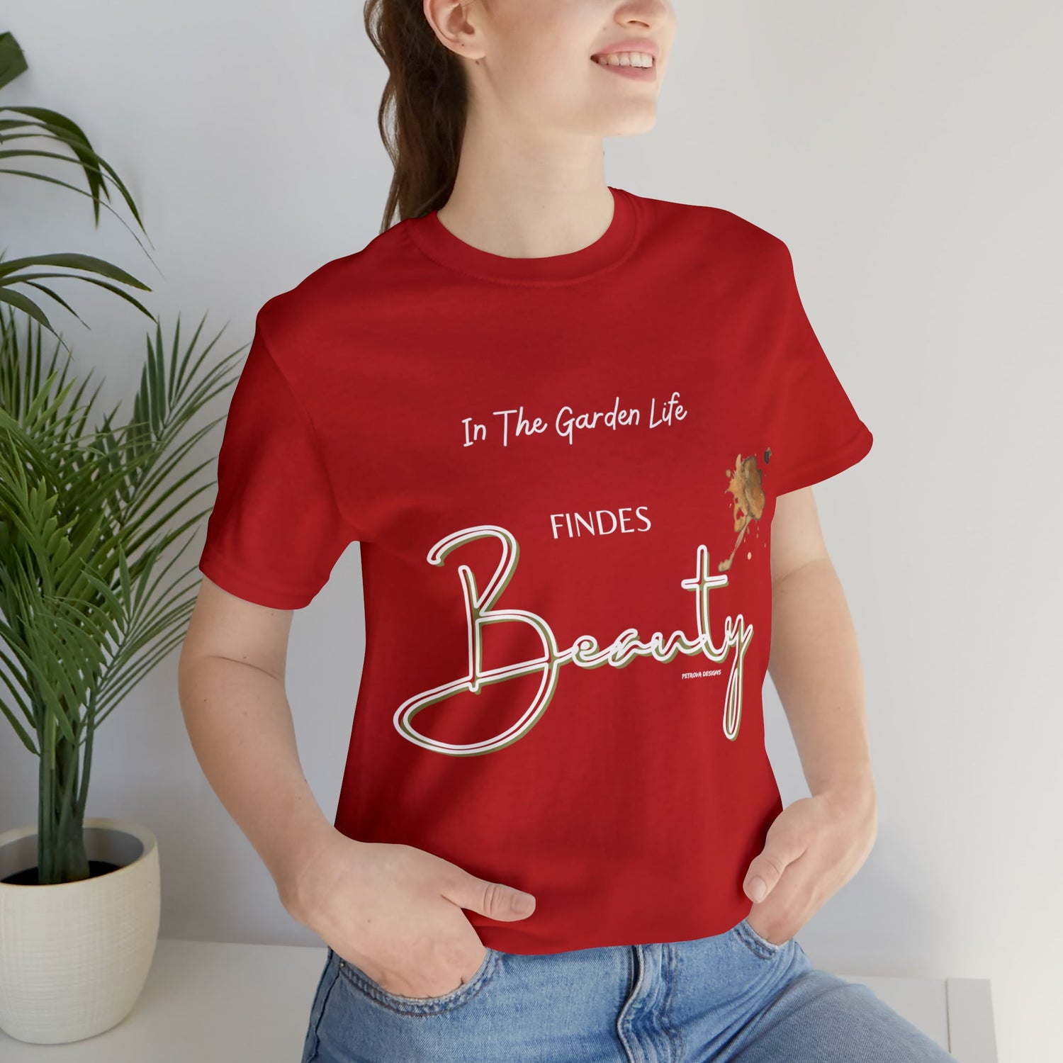 Red T-Shirt Graphic Tees Men's and Women's Bella Canvas Shirts for Black Tshirt Outfit Gardening Petrova Designs