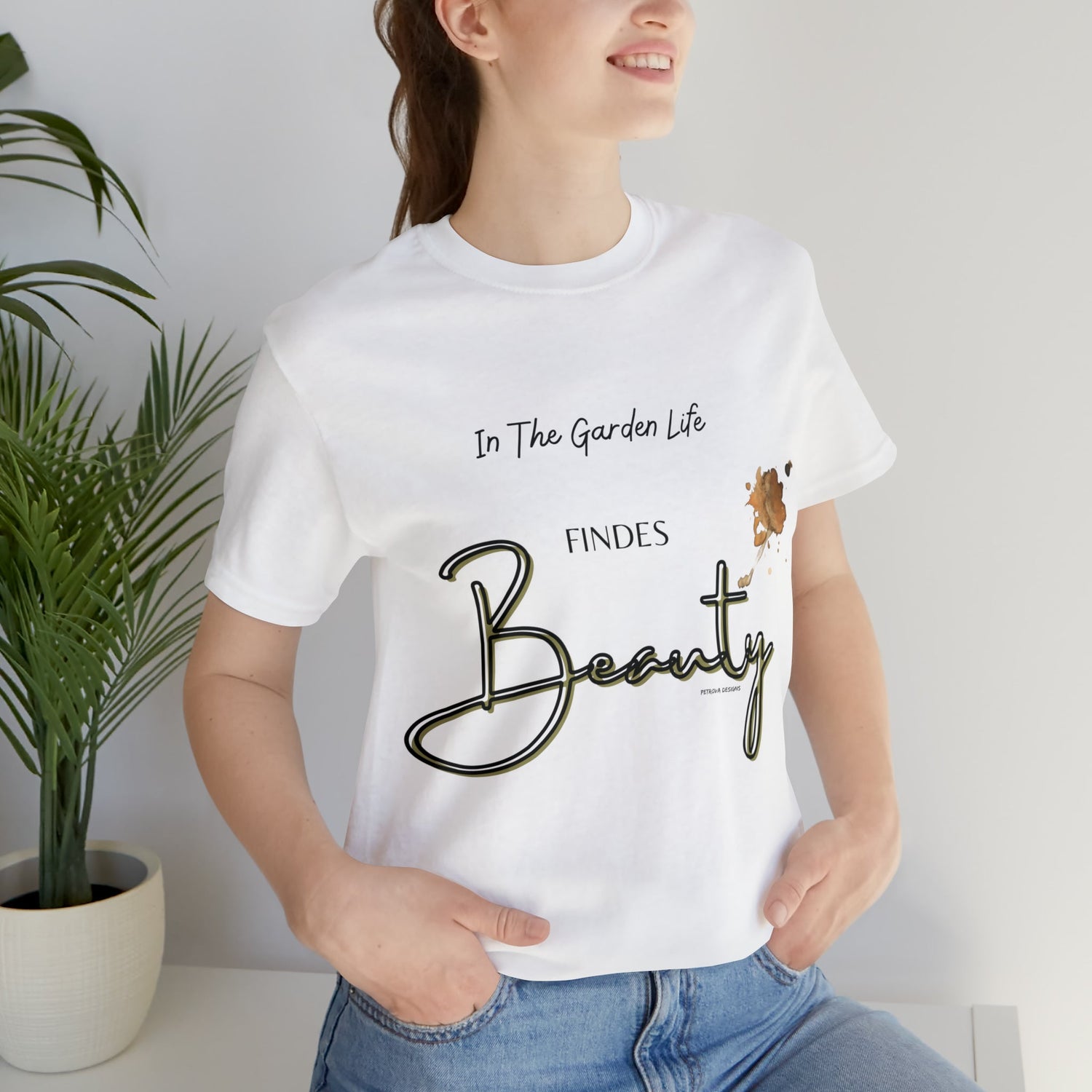 White T-Shirt Graphic Tees Men's and Women's Bella Canvas Shirts for Black Tshirt Outfit Gardening Petrova Designs