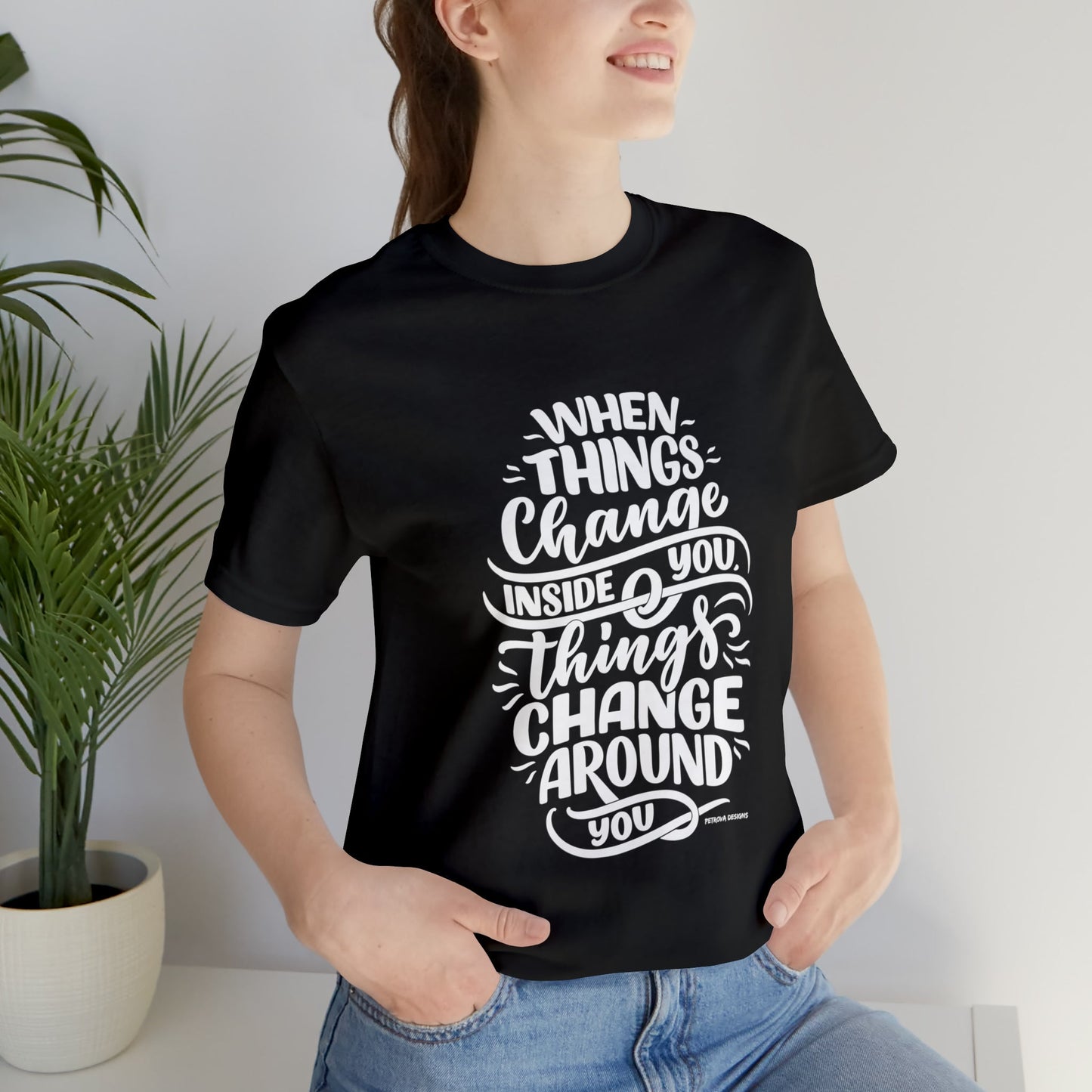 Black T-Shirt Graphic Tees Men's and Women's Bella Canvas Shirts for Black Tshirt Outfit Inspirational Cool Petrova Designs