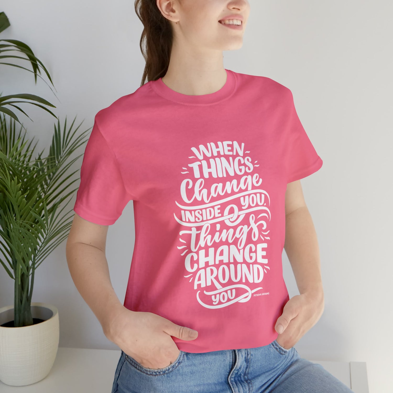 Charity Pink T-Shirt Graphic Tees Men's and Women's Bella Canvas Shirts for Black Tshirt Outfit Inspirational Cool Petrova Designs