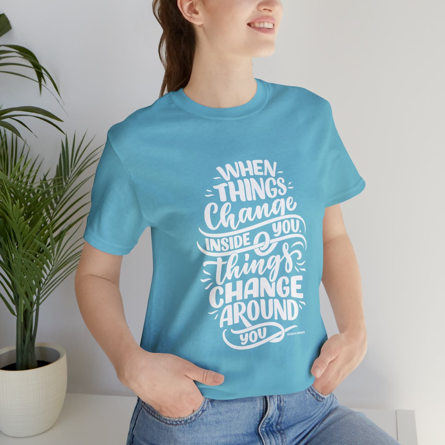 Turquoise T-Shirt Graphic Tees Men's and Women's Bella Canvas Shirts for Black Tshirt Outfit Inspirational Cool Petrova Designs