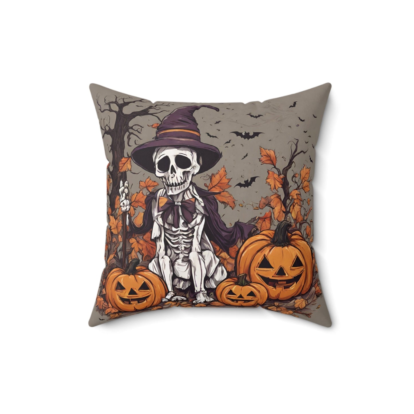 16" × 16" Home Decor Halloween Couch Pillow with Halloween Skeleton Accent for Throw Pillow Decor Petrova Designs