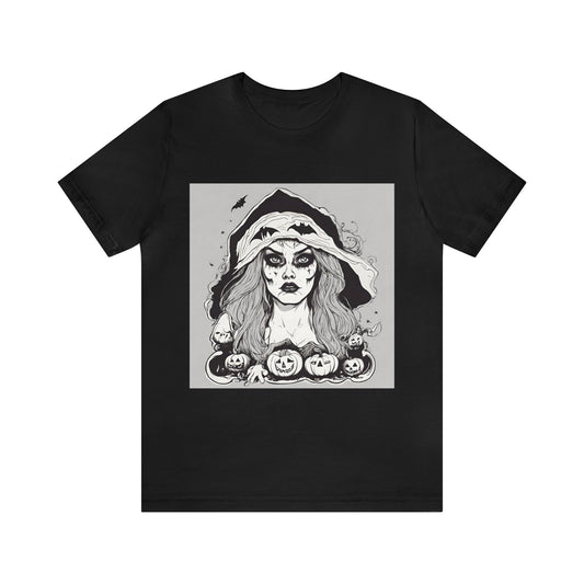 Black T-Shirt Halloween Shirt for Adults for Halloween Present Graphic Tee Bella Canvas Black White Pink Petrova Designs