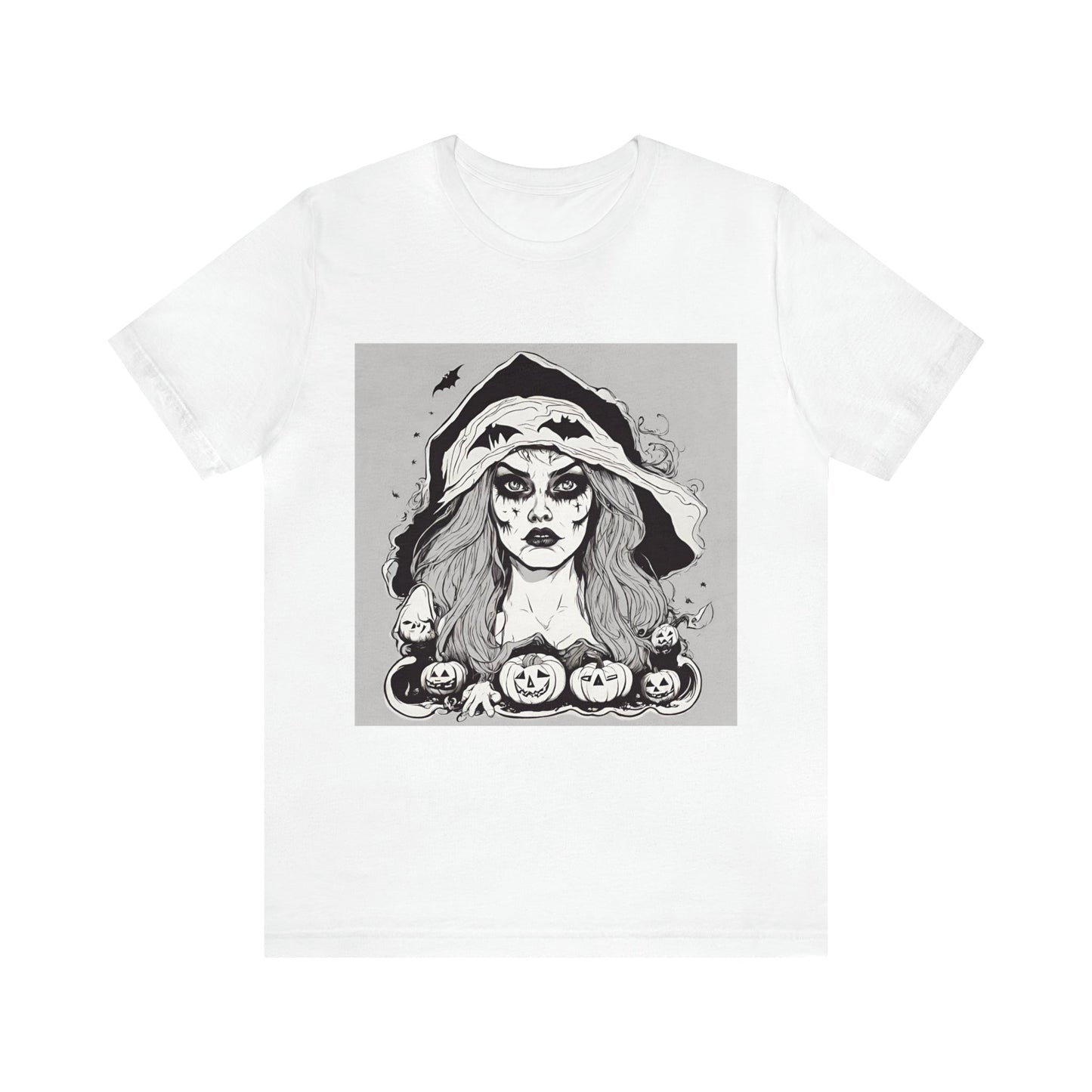 White T-Shirt Halloween Shirt for Adults for Halloween Present Graphic Tee Bella Canvas Black White Pink Petrova Designs