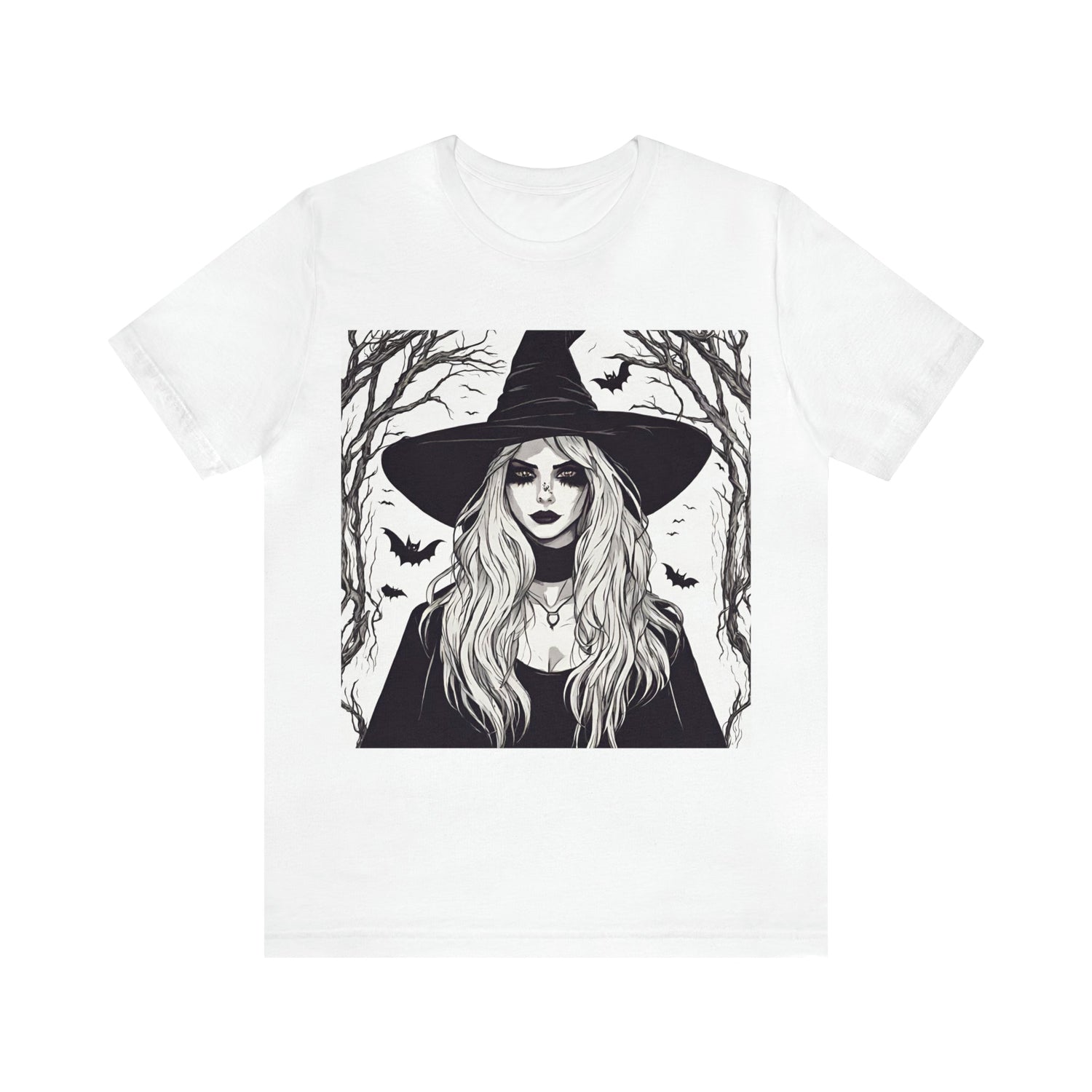 White T-Shirt Halloween Shirt for Adults for Halloween Present Graphic Tee Bella Canvas Black White Petrova Designs