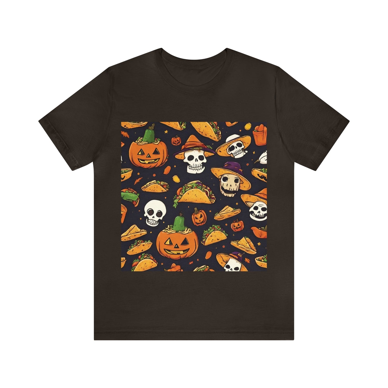 Brown T-Shirt Halloween T-Shirt Graphic Tee for Men Women Bella Canvas Shirt Halloween Cute Pumpkin Petrova Designs