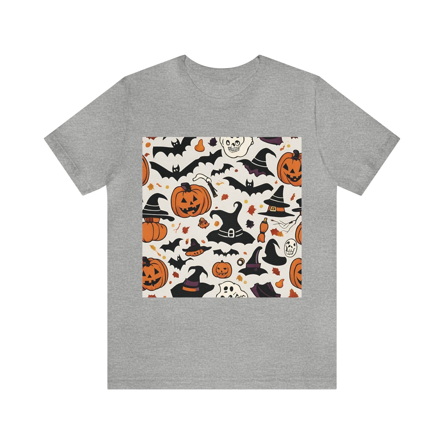 Athletic Heather T-Shirt Halloween T-Shirt Graphic Tee for Men Women Bella Canvas Shirt Halloween Pumpkin Petrova Designs