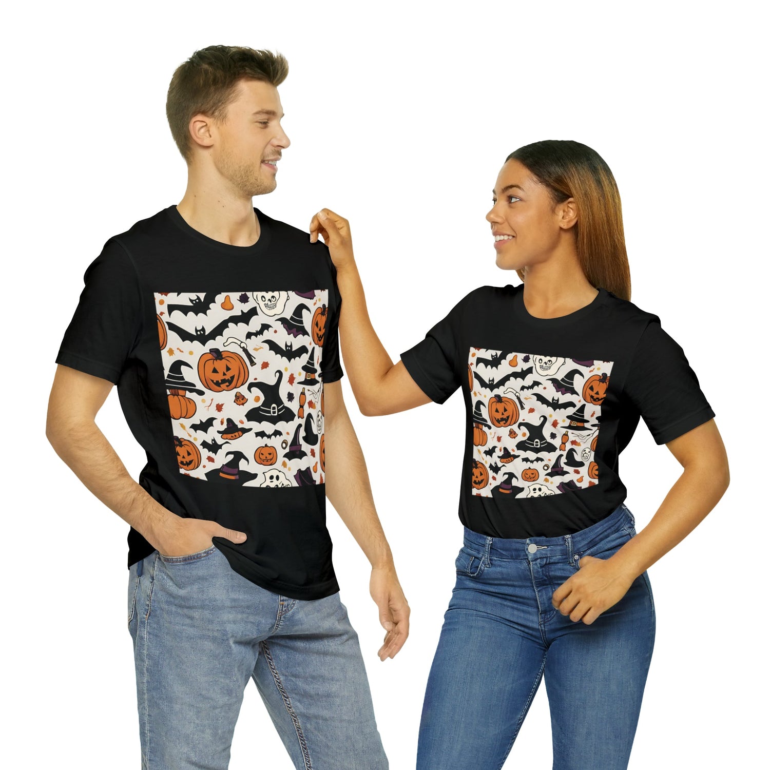 T-Shirt Halloween T-Shirt Graphic Tee for Men Women Bella Canvas Shirt Halloween Pumpkin Petrova Designs