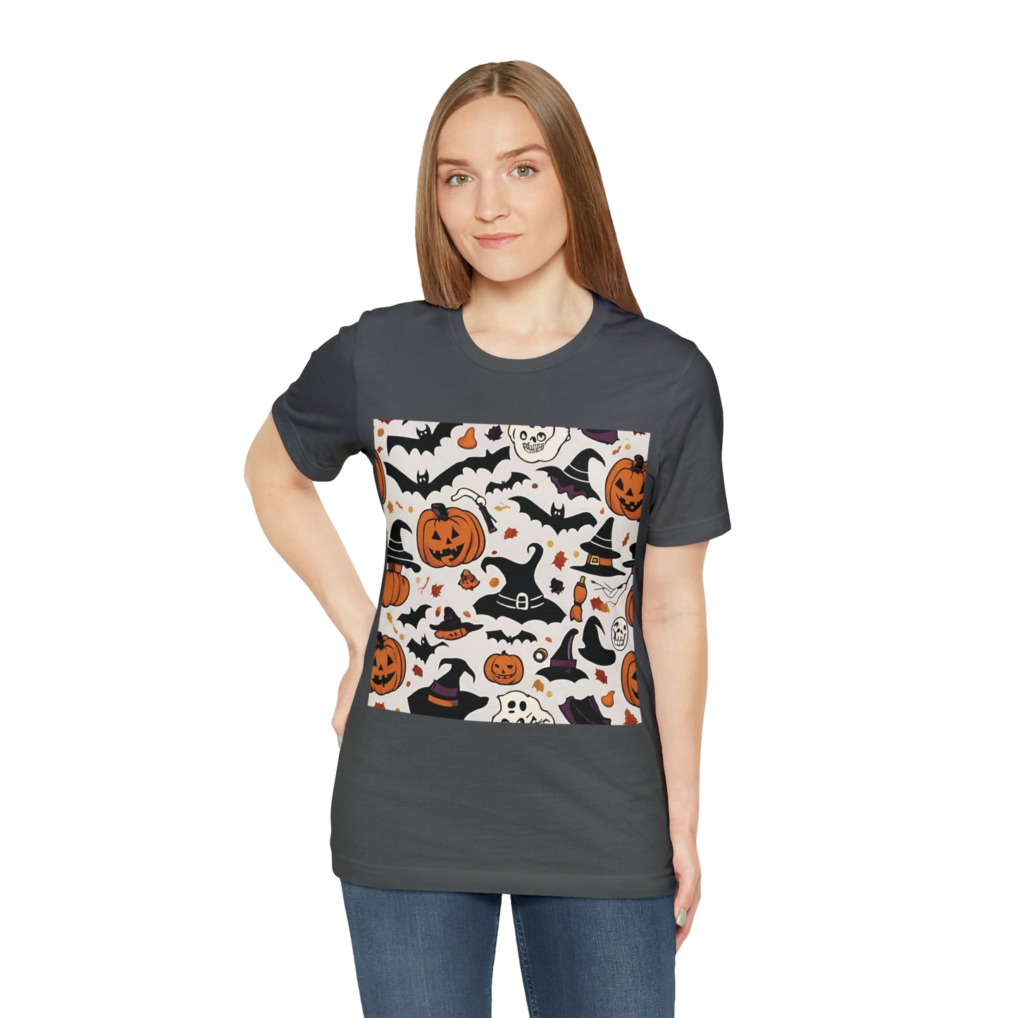 T-Shirt Halloween T-Shirt Graphic Tee for Men Women Bella Canvas Shirt Halloween Pumpkin Petrova Designs