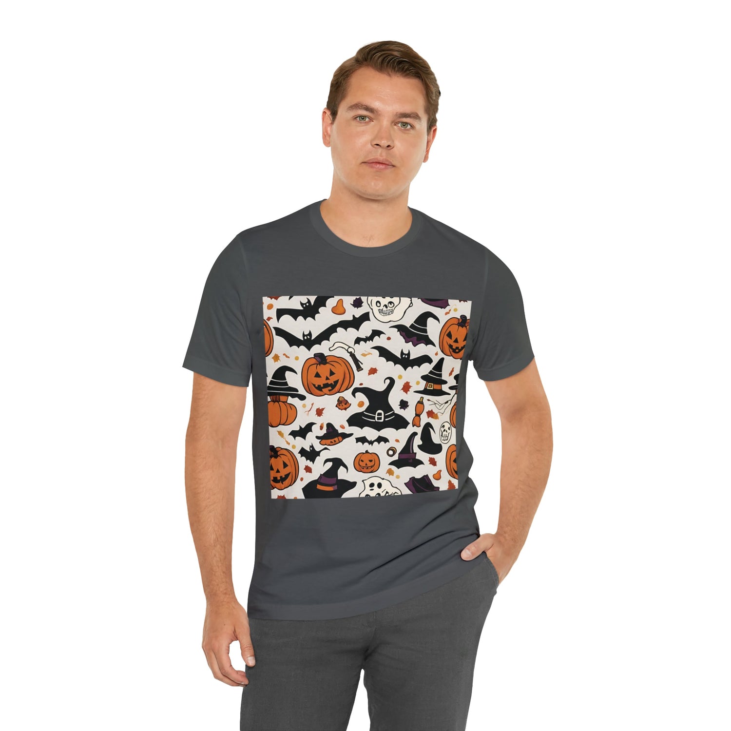 T-Shirt Halloween T-Shirt Graphic Tee for Men Women Bella Canvas Shirt Halloween Pumpkin Petrova Designs