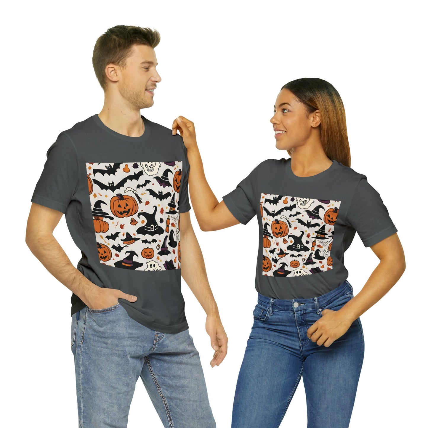 T-Shirt Halloween T-Shirt Graphic Tee for Men Women Bella Canvas Shirt Halloween Pumpkin Petrova Designs