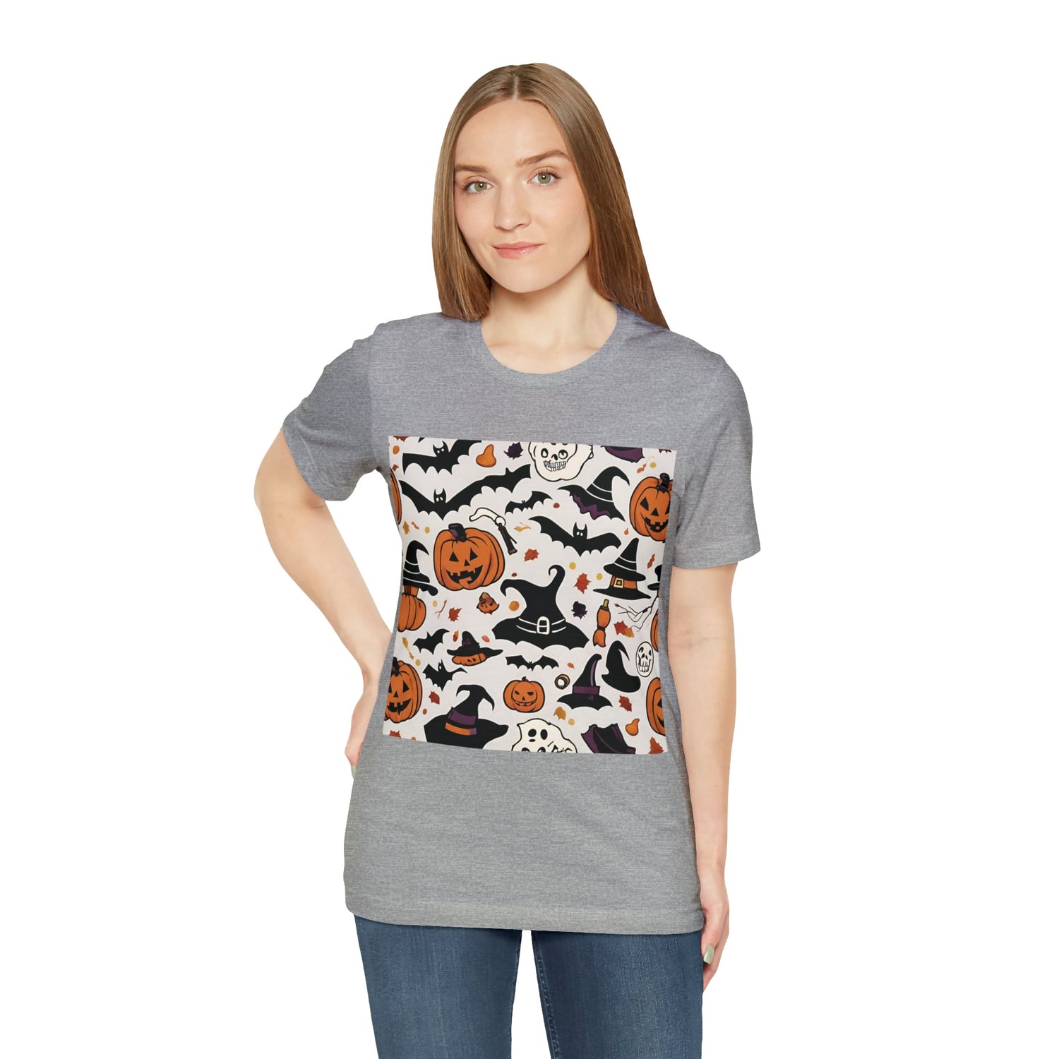 T-Shirt Halloween T-Shirt Graphic Tee for Men Women Bella Canvas Shirt Halloween Pumpkin Petrova Designs