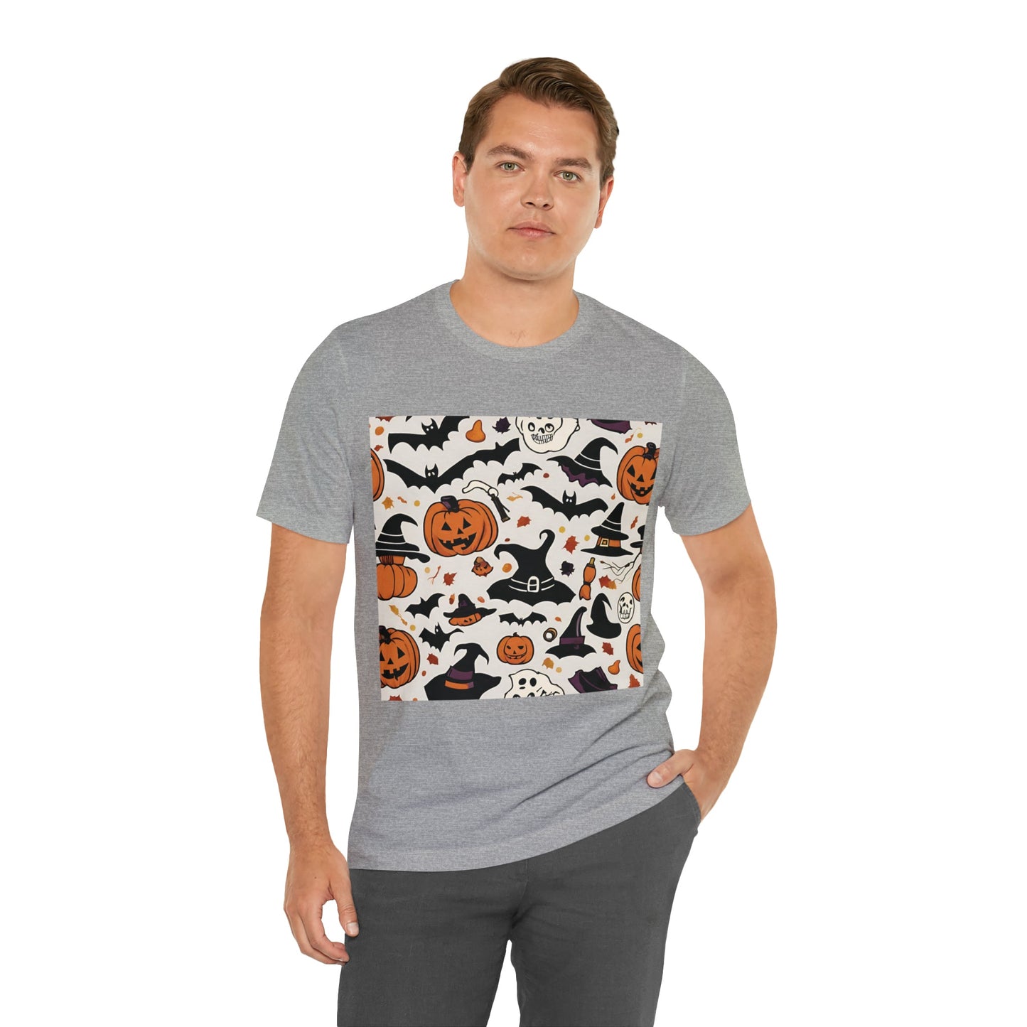 T-Shirt Halloween T-Shirt Graphic Tee for Men Women Bella Canvas Shirt Halloween Pumpkin Petrova Designs