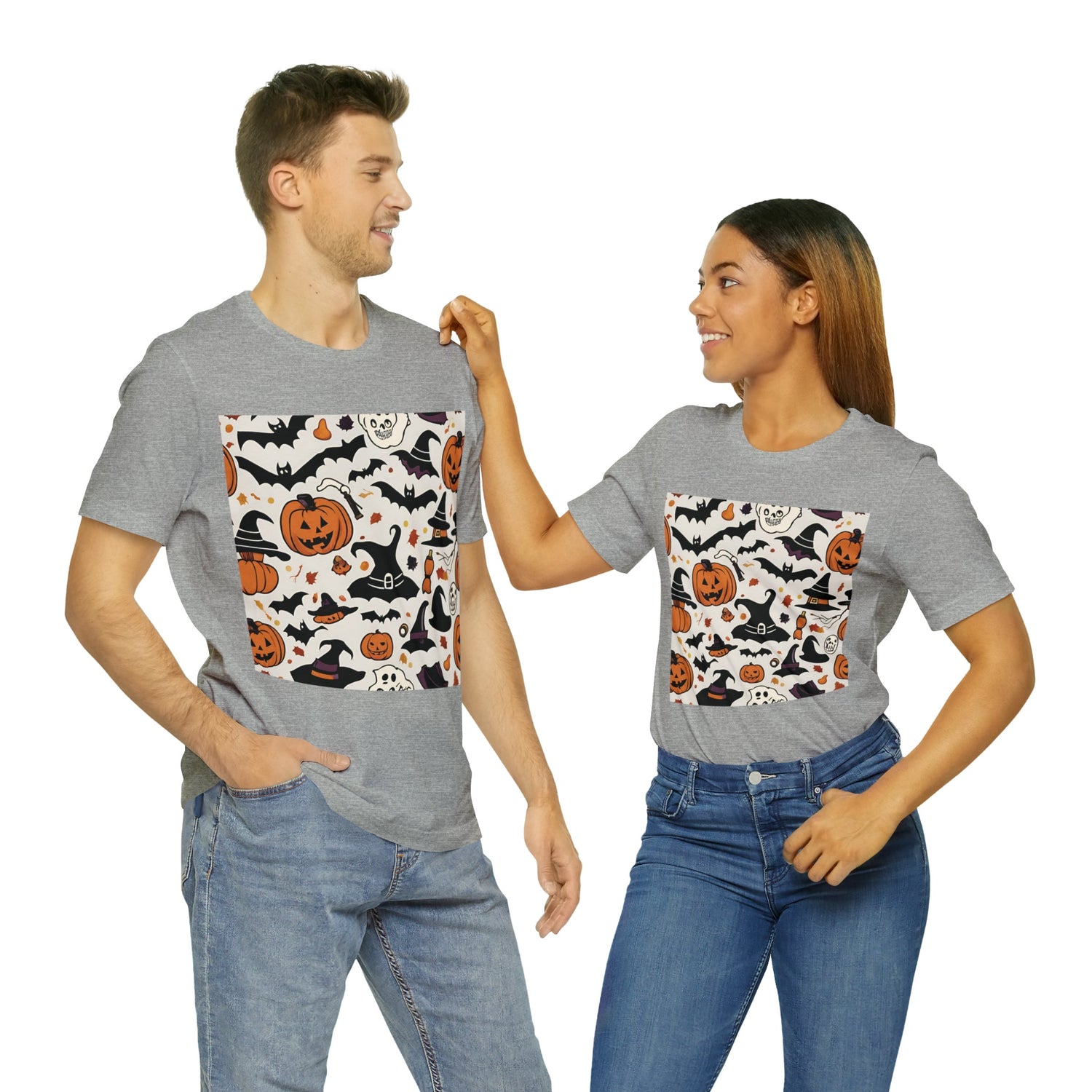 T-Shirt Halloween T-Shirt Graphic Tee for Men Women Bella Canvas Shirt Halloween Pumpkin Petrova Designs