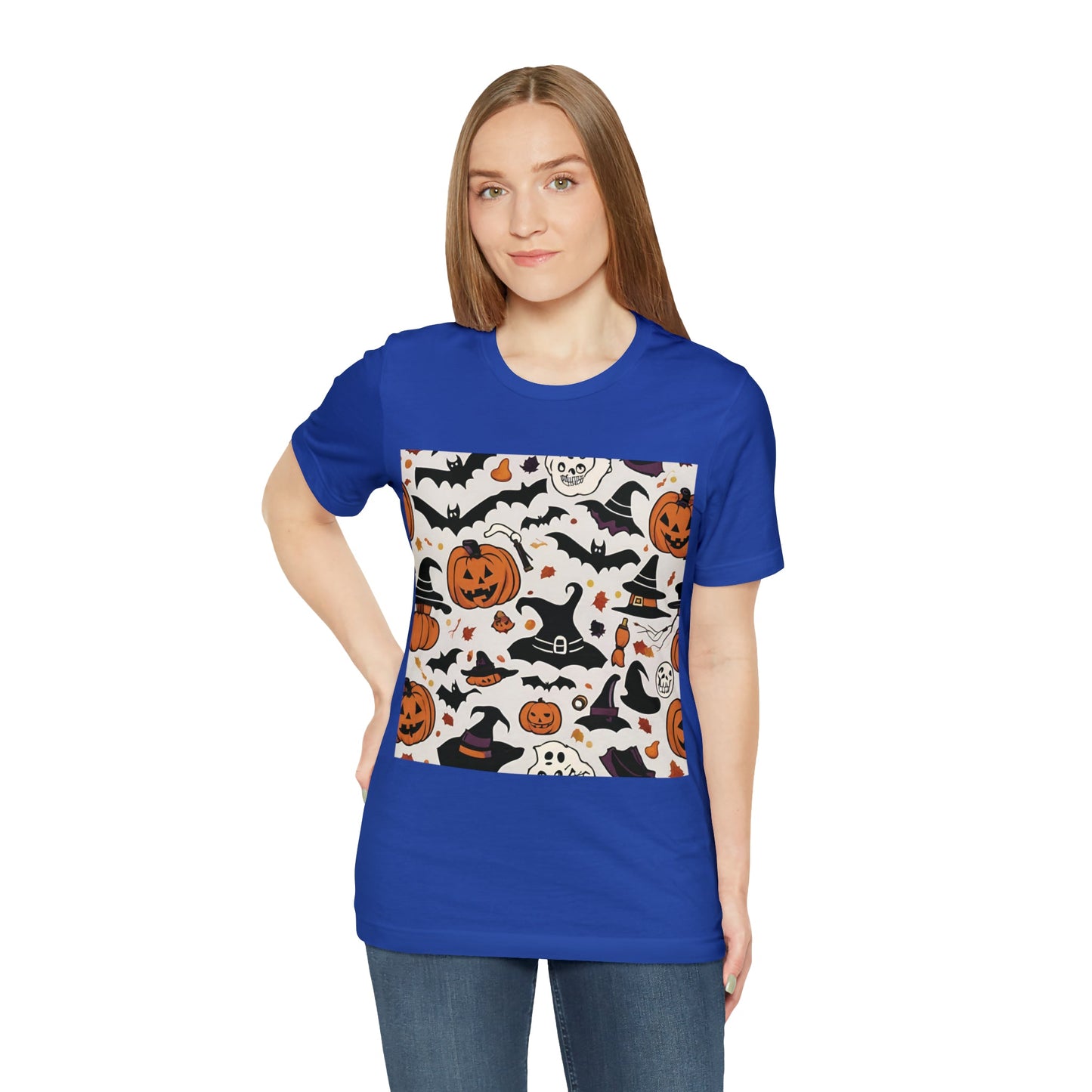 T-Shirt Halloween T-Shirt Graphic Tee for Men Women Bella Canvas Shirt Halloween Pumpkin Petrova Designs