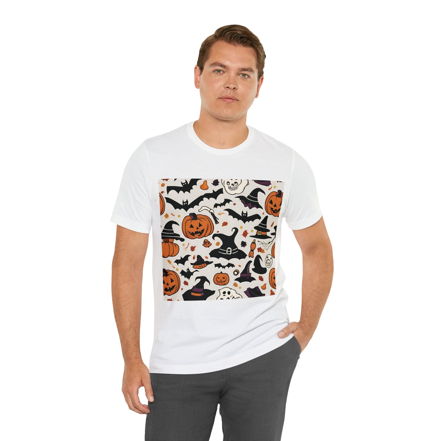 T-Shirt Halloween T-Shirt Graphic Tee for Men Women Bella Canvas Shirt Halloween Pumpkin Petrova Designs