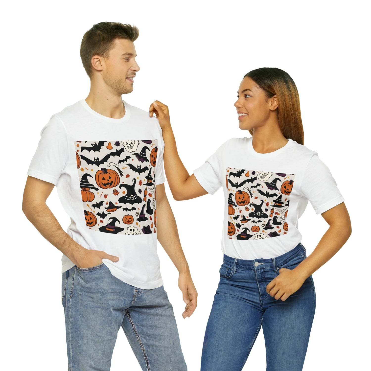 T-Shirt Halloween T-Shirt Graphic Tee for Men Women Bella Canvas Shirt Halloween Pumpkin Petrova Designs