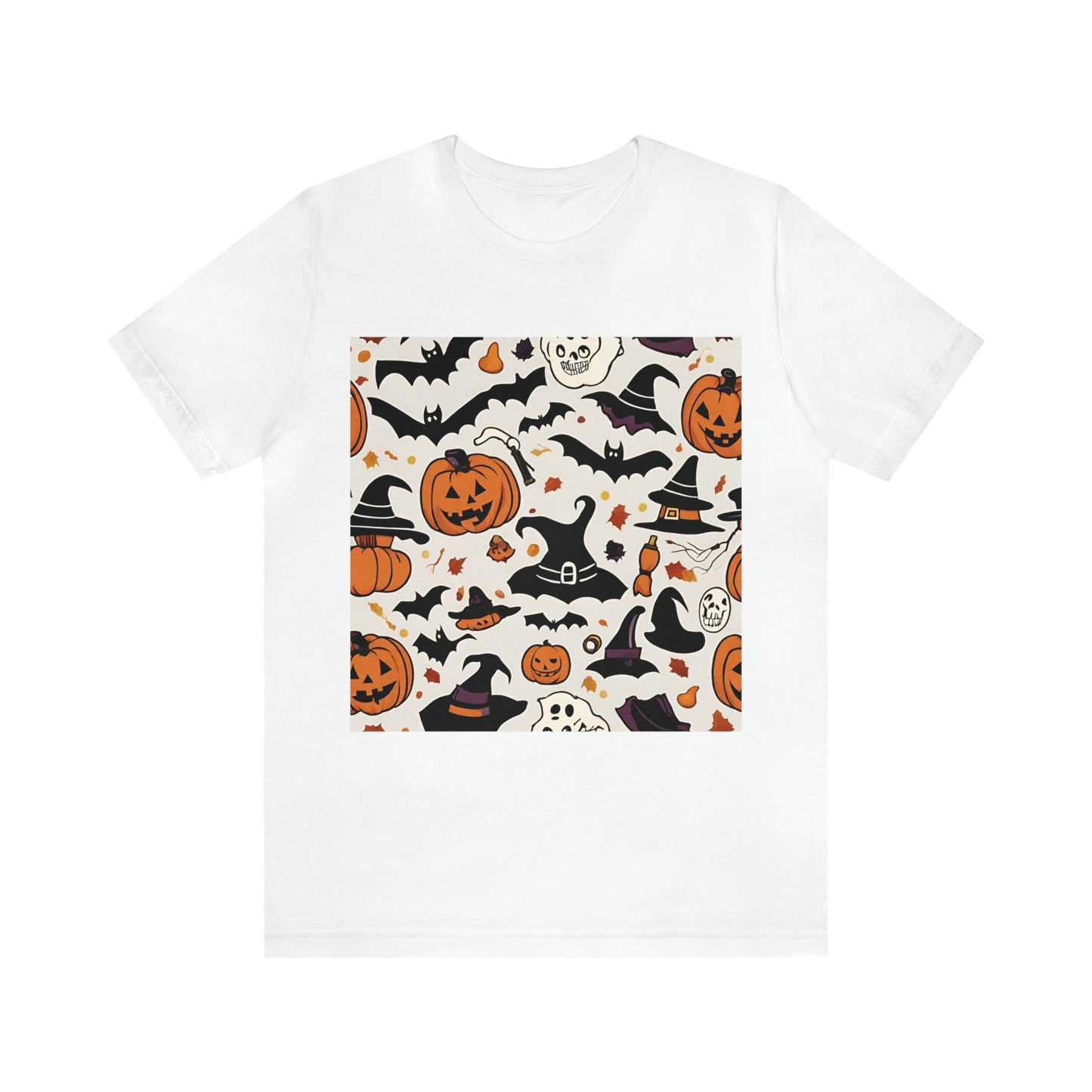 White T-Shirt Halloween T-Shirt Graphic Tee for Men Women Bella Canvas Shirt Halloween Pumpkin Petrova Designs