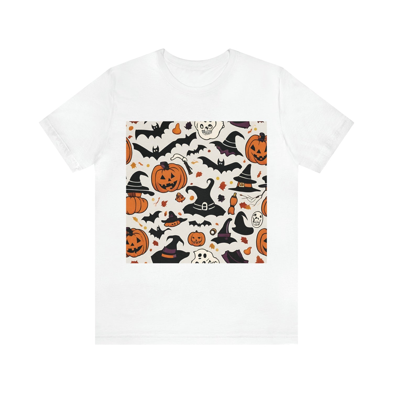 White T-Shirt Halloween T-Shirt Graphic Tee for Men Women Bella Canvas Shirt Halloween Pumpkin Petrova Designs