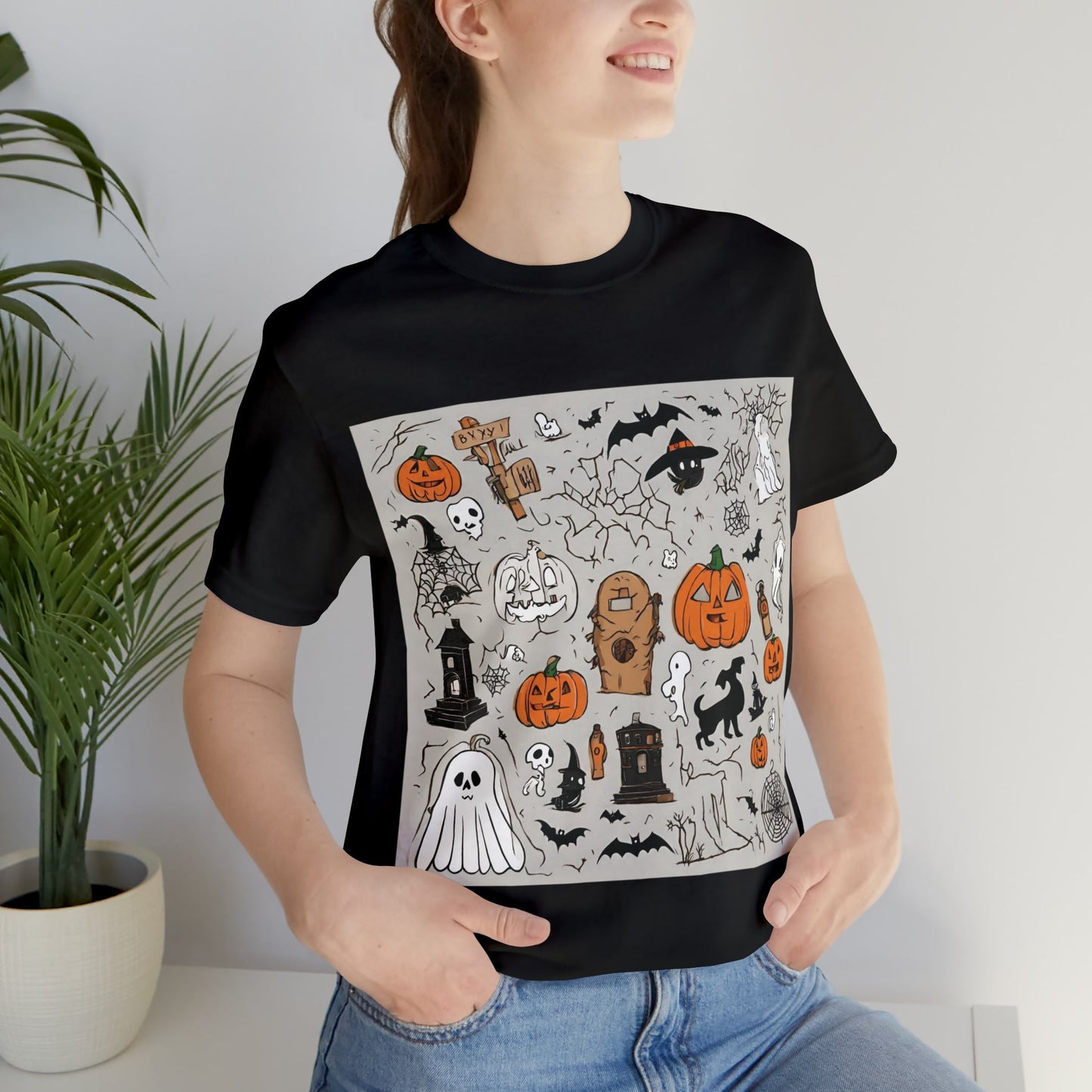 T-Shirt Halloween T-Shirt Graphic Tee for Men Women Bella Canvas Shirt Halloween Spooky Petrova Designs