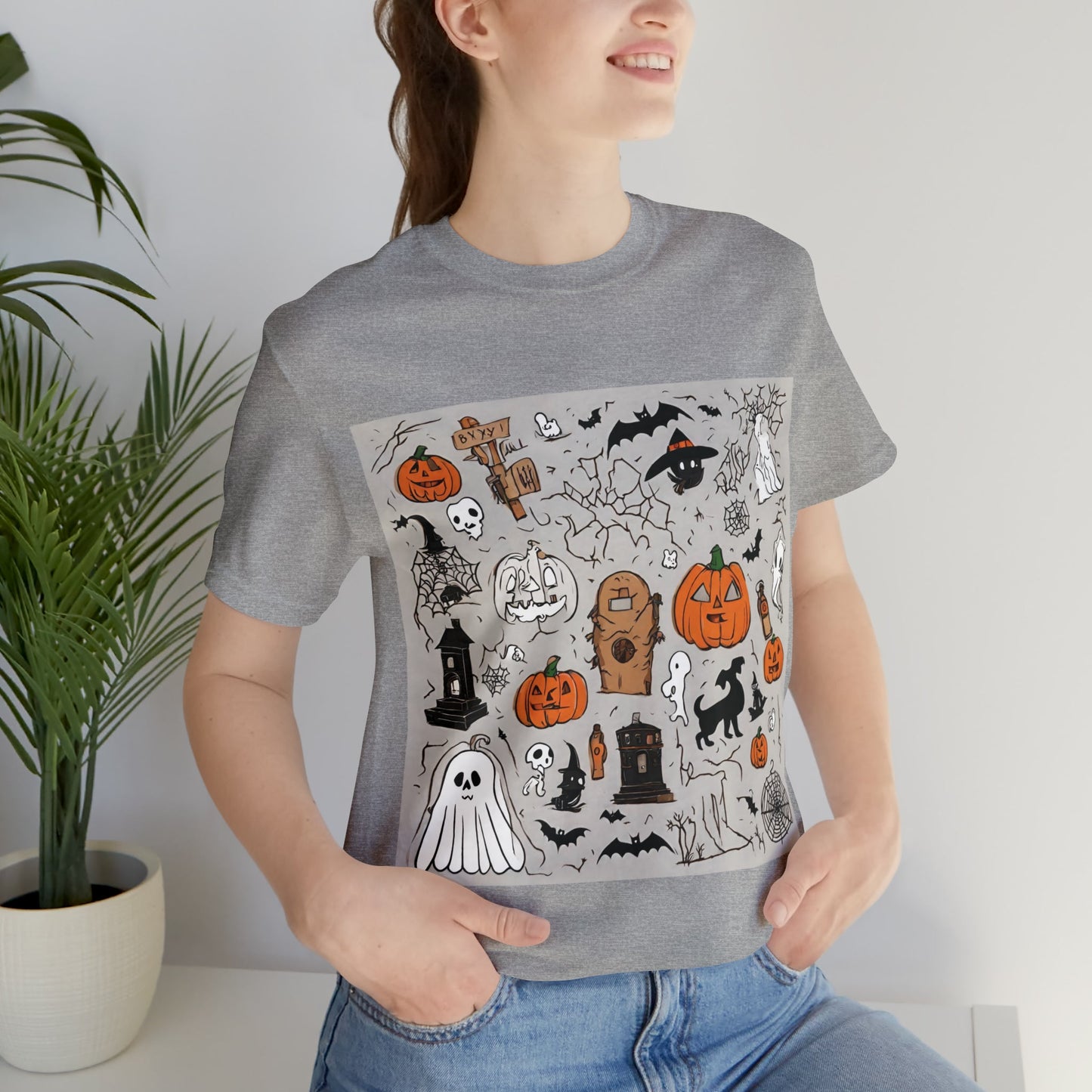 T-Shirt Halloween T-Shirt Graphic Tee for Men Women Bella Canvas Shirt Halloween Spooky Petrova Designs