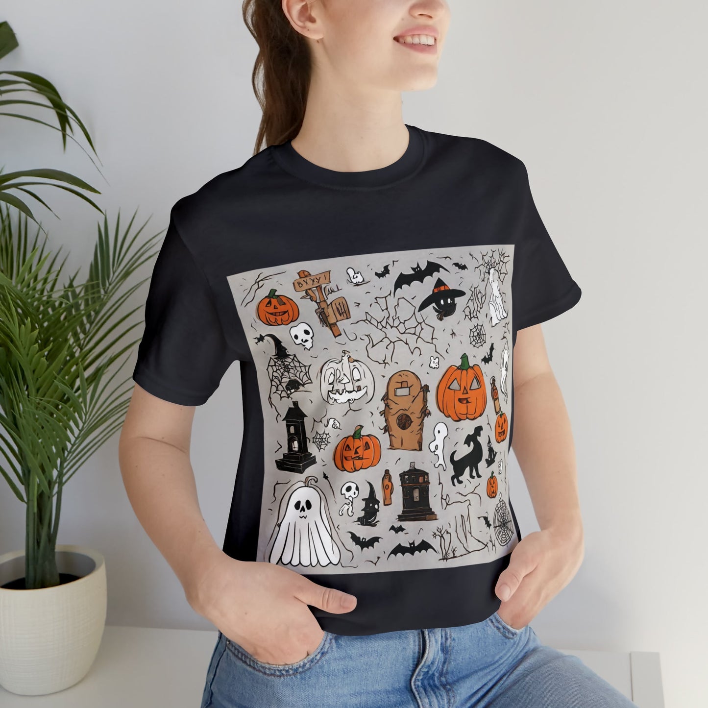 T-Shirt Halloween T-Shirt Graphic Tee for Men Women Bella Canvas Shirt Halloween Spooky Petrova Designs