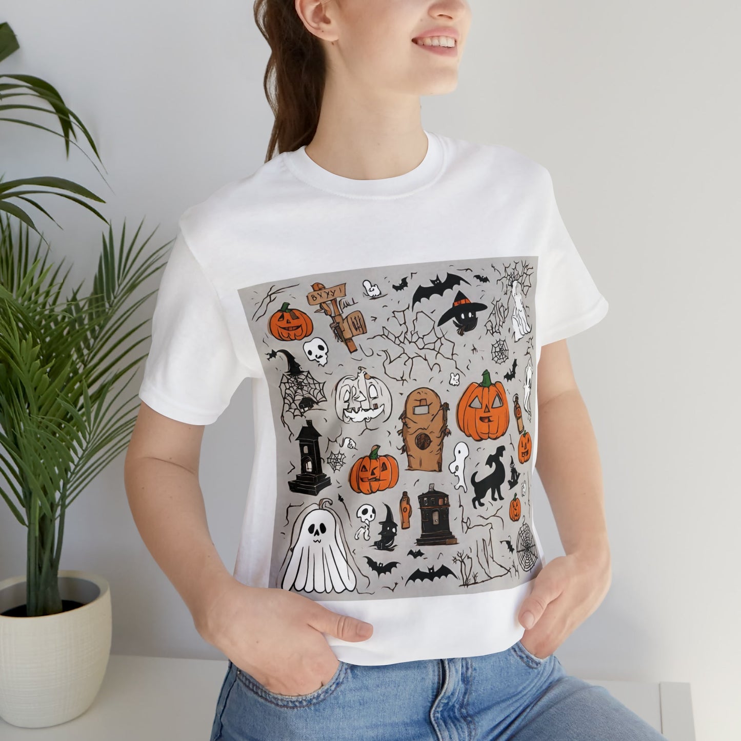 T-Shirt Halloween T-Shirt Graphic Tee for Men Women Bella Canvas Shirt Halloween Spooky Petrova Designs