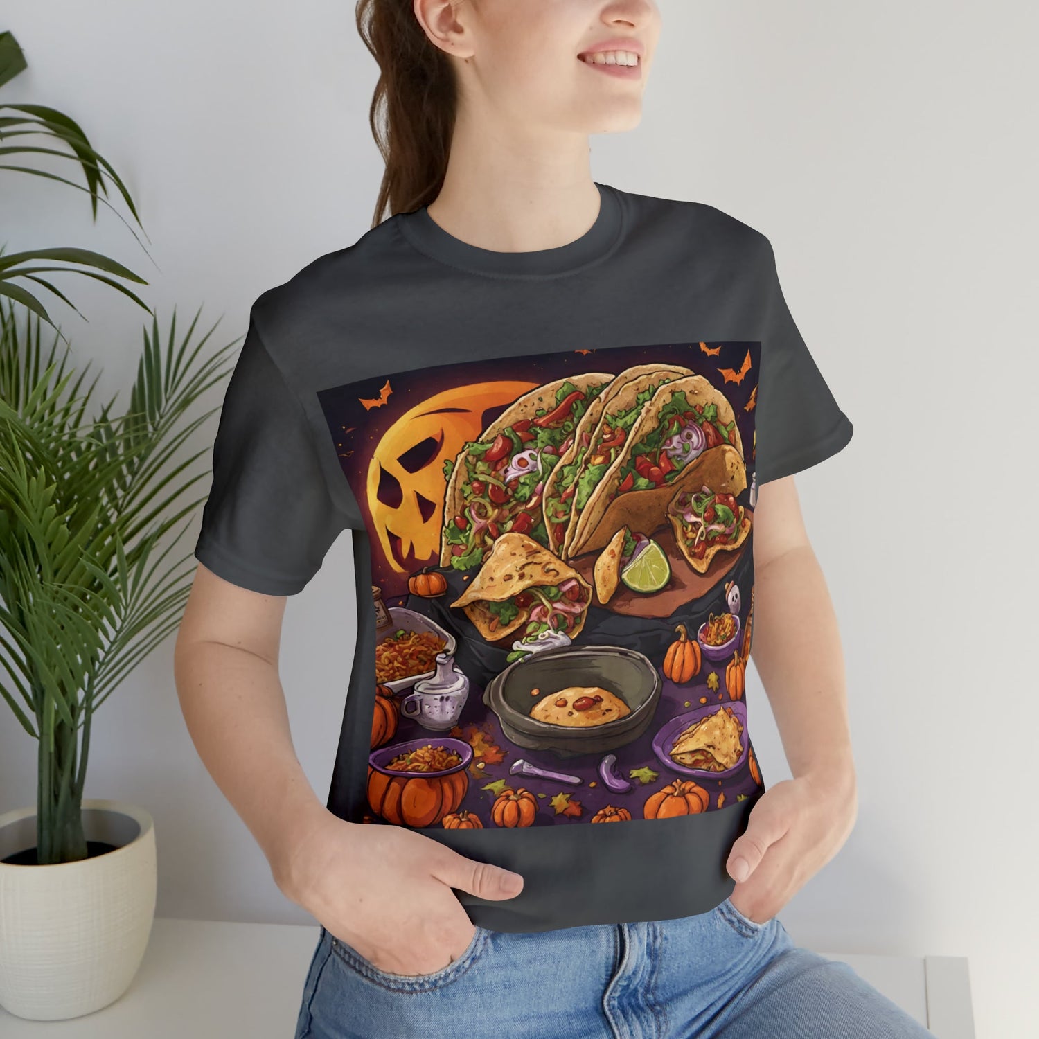 Asphalt T-Shirt Halloween T-Shirt Graphic Tee for Men Women Bella Canvas Shirt Halloween Tacos Petrova Designs