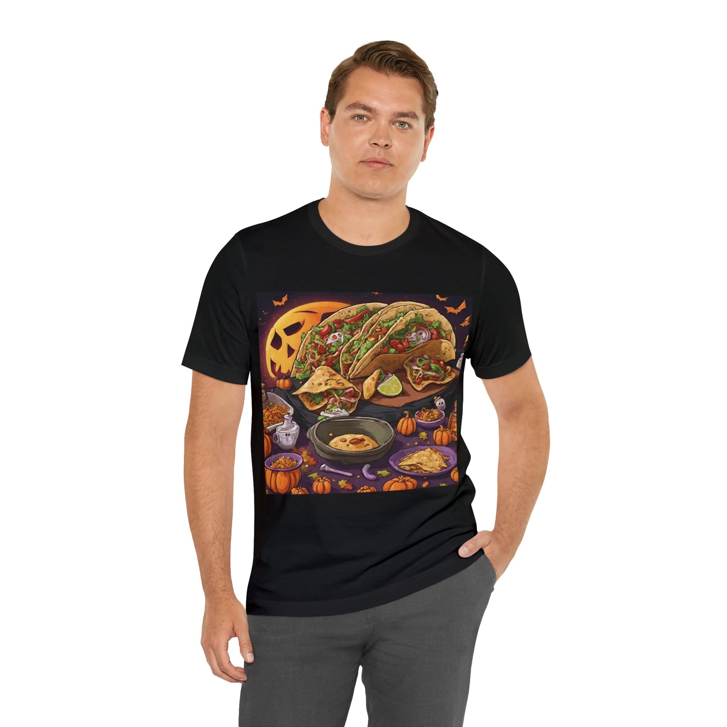 T-Shirt Halloween T-Shirt Graphic Tee for Men Women Bella Canvas Shirt Halloween Tacos Petrova Designs