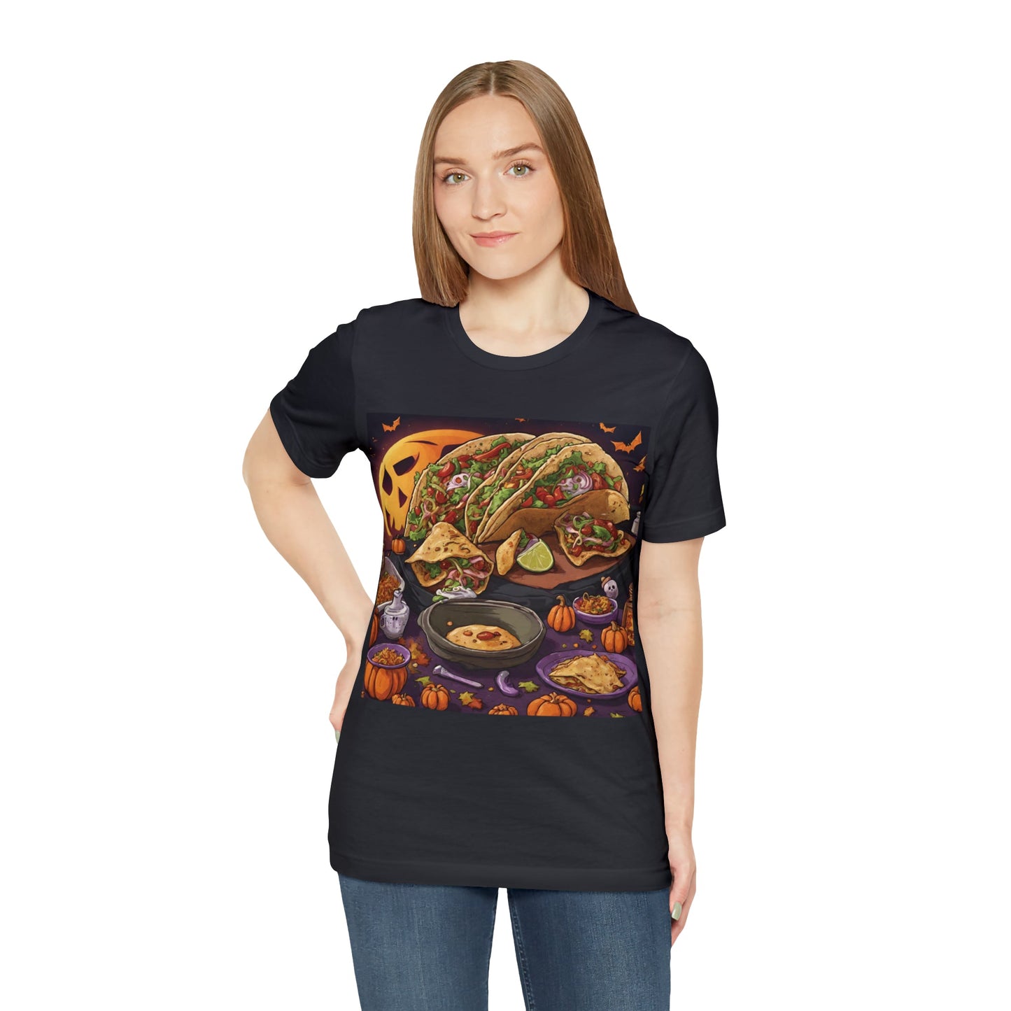 T-Shirt Halloween T-Shirt Graphic Tee for Men Women Bella Canvas Shirt Halloween Tacos Petrova Designs