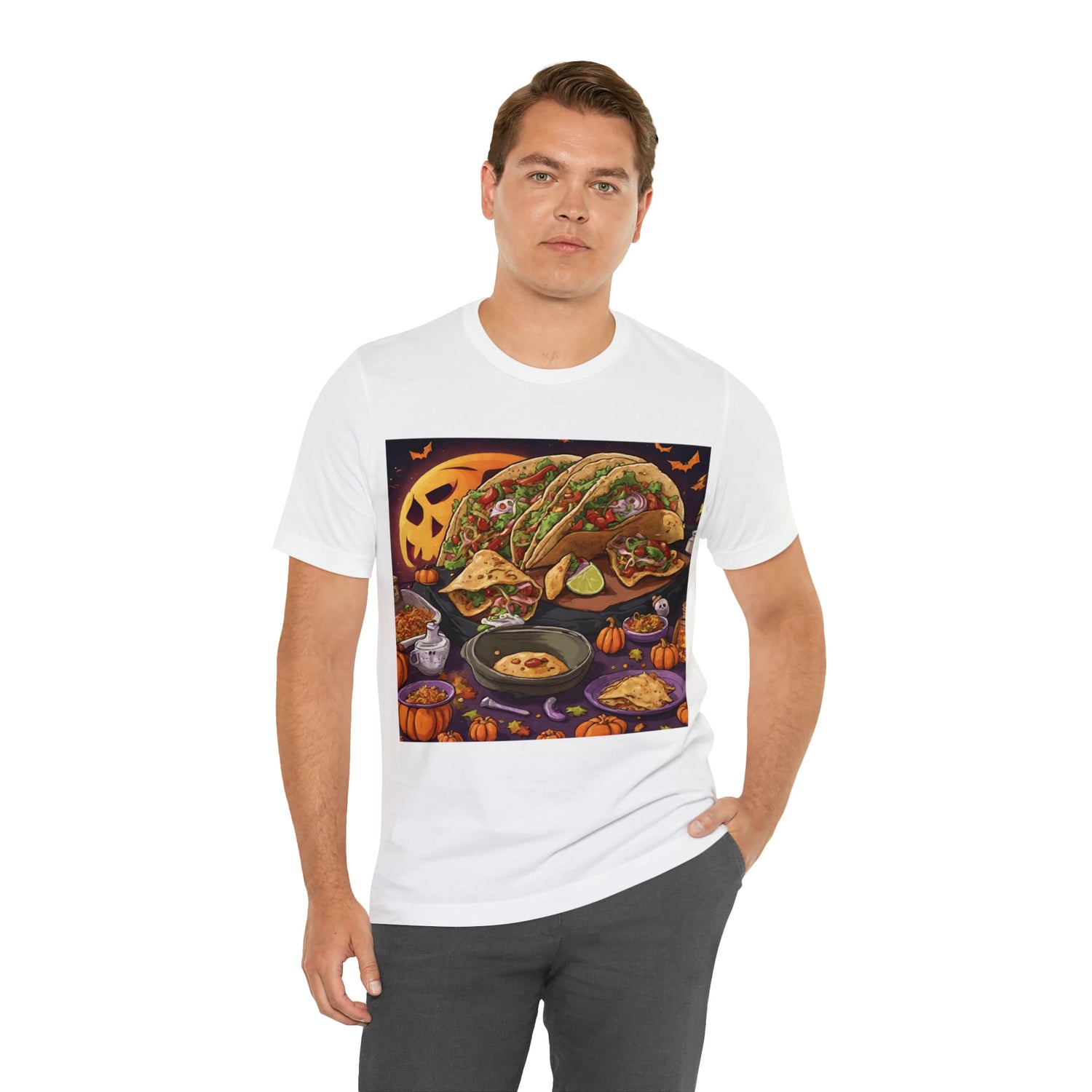 T-Shirt Halloween T-Shirt Graphic Tee for Men Women Bella Canvas Shirt Halloween Tacos Petrova Designs