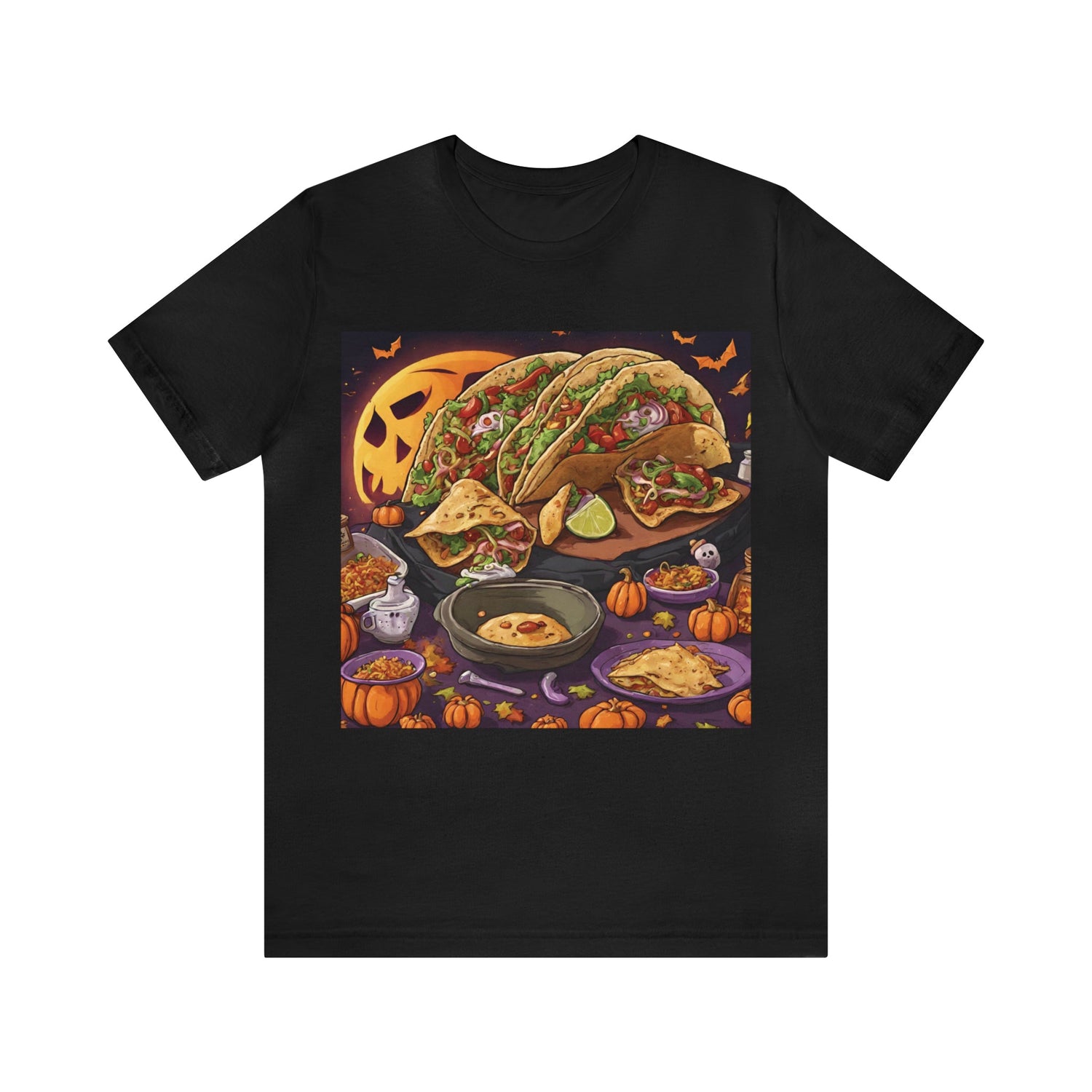 T-Shirt Halloween T-Shirt Graphic Tee for Men Women Bella Canvas Shirt Halloween Tacos Petrova Designs