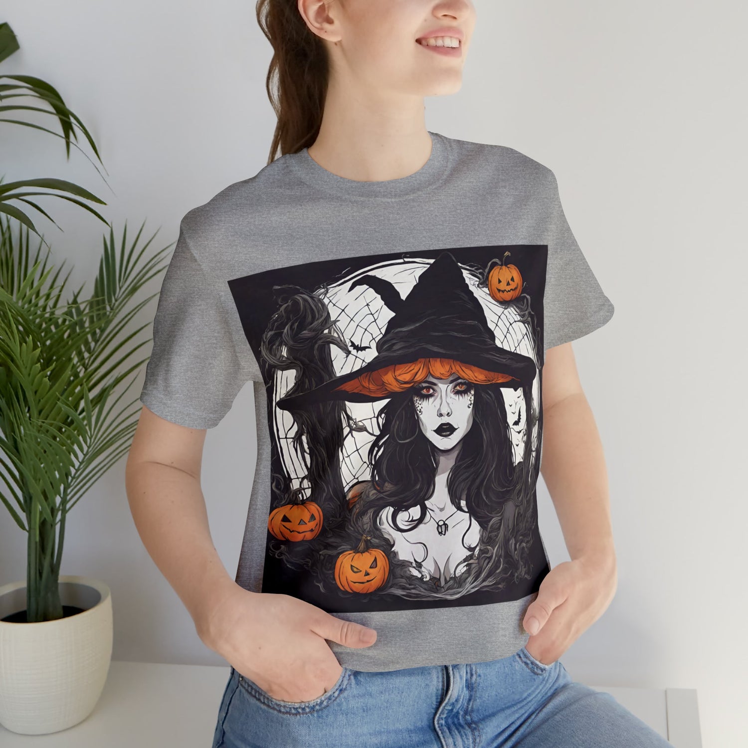 T-Shirt Halloween T-Shirt Graphic Tee for Men Women Bella Canvas Shirt Halloween White Pink Petrova Designs