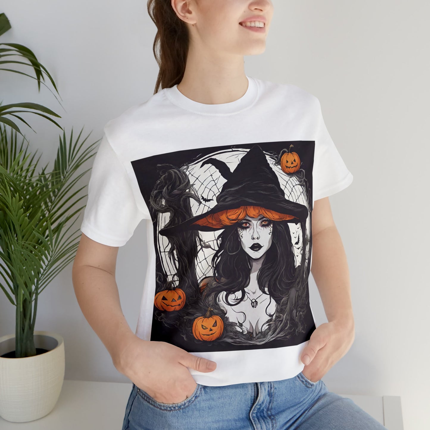 T-Shirt Halloween T-Shirt Graphic Tee for Men Women Bella Canvas Shirt Halloween White Pink Petrova Designs