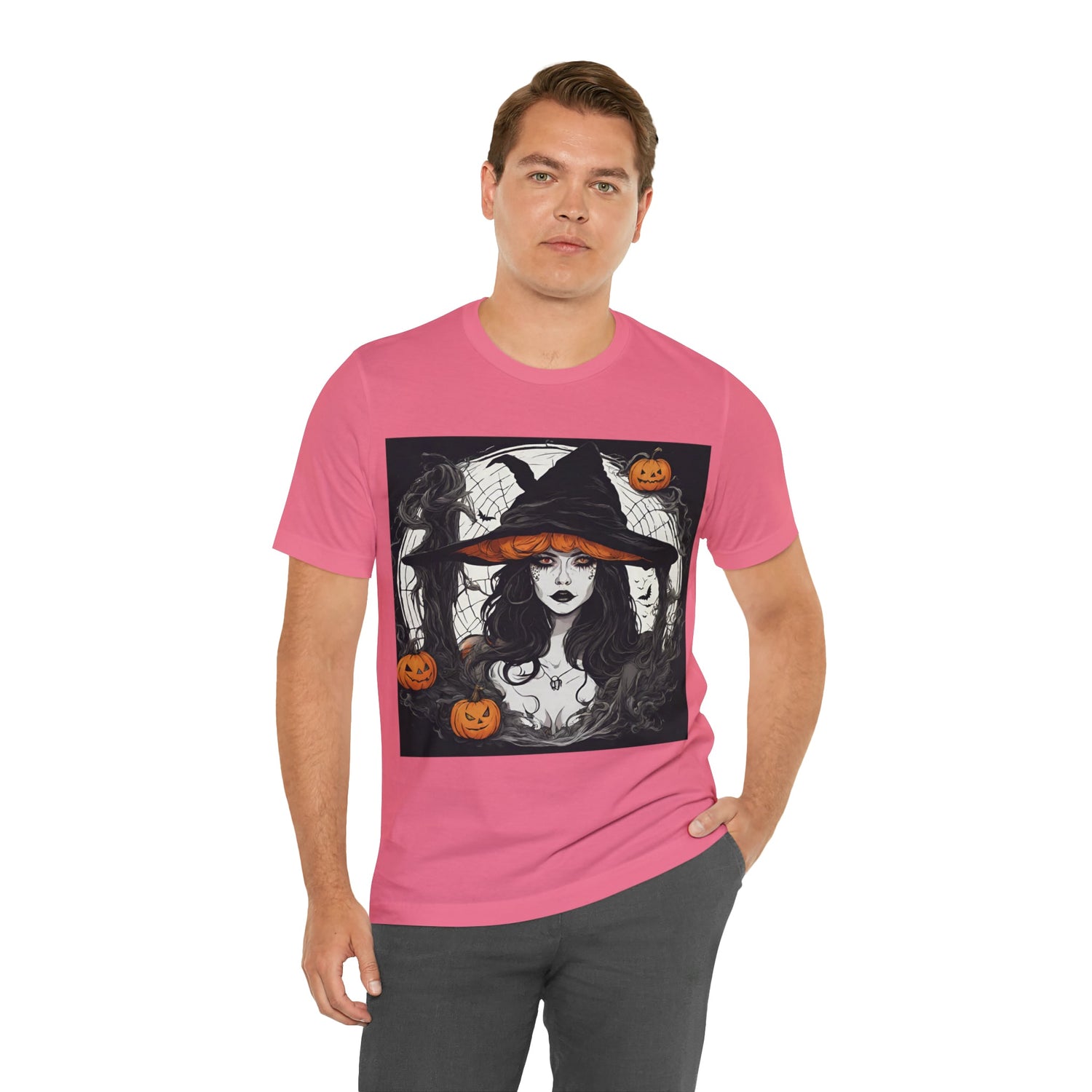 T-Shirt Halloween T-Shirt Graphic Tee for Men Women Bella Canvas Shirt Halloween White Pink Petrova Designs