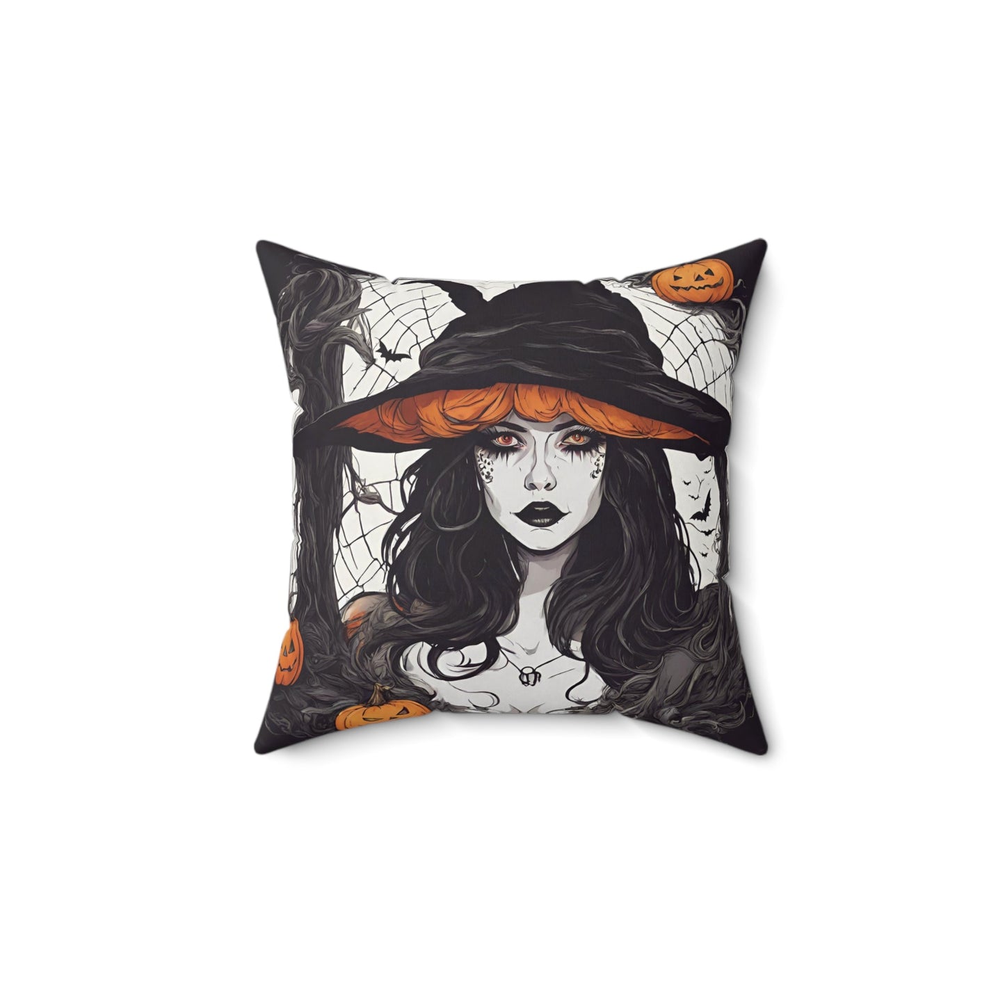 14" × 14" Home Decor Halloween Throw Pillow Decor Perfect for Couch or Sofa Accent Pillow Witch Petrova Designs