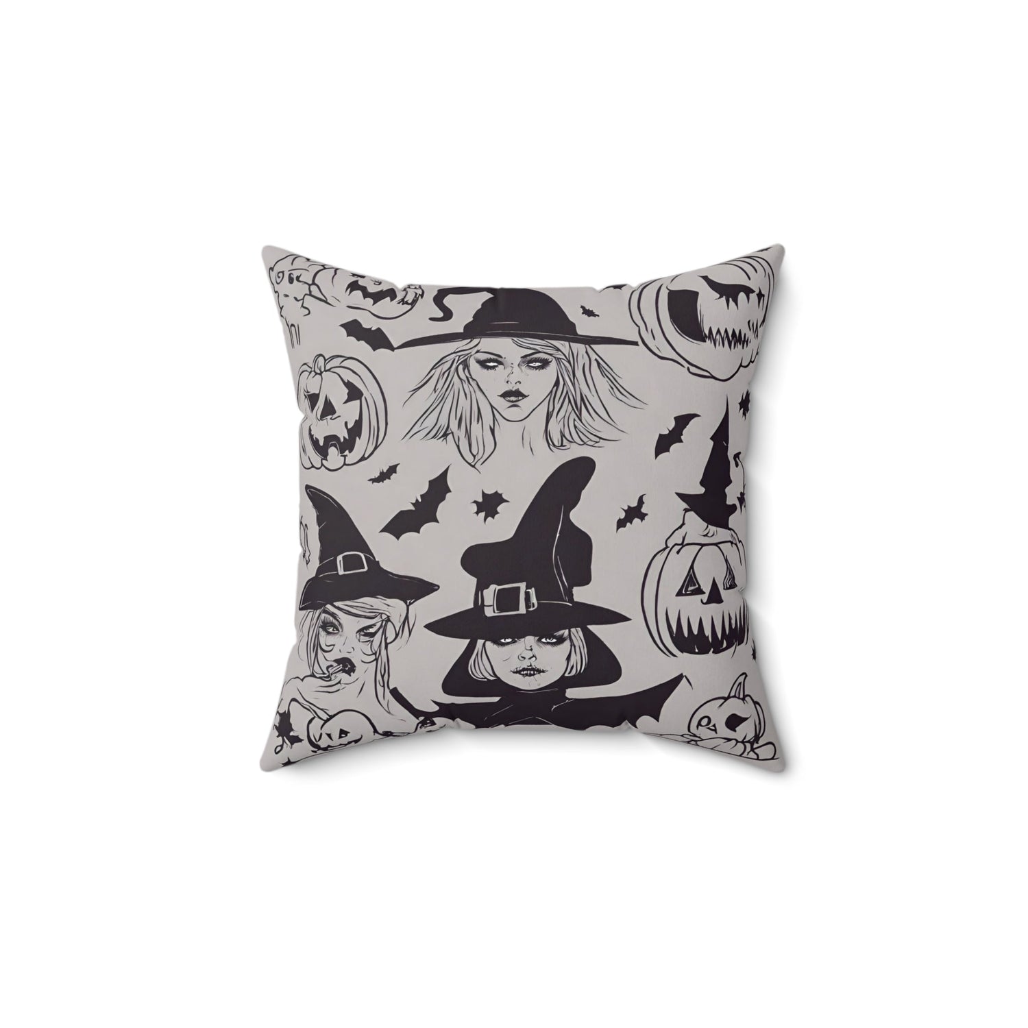 14" × 14" Home Decor Halloween Throw Pillow Decor Perfect for Couch or Sofa Accent Pillow Witch Petrova Designs