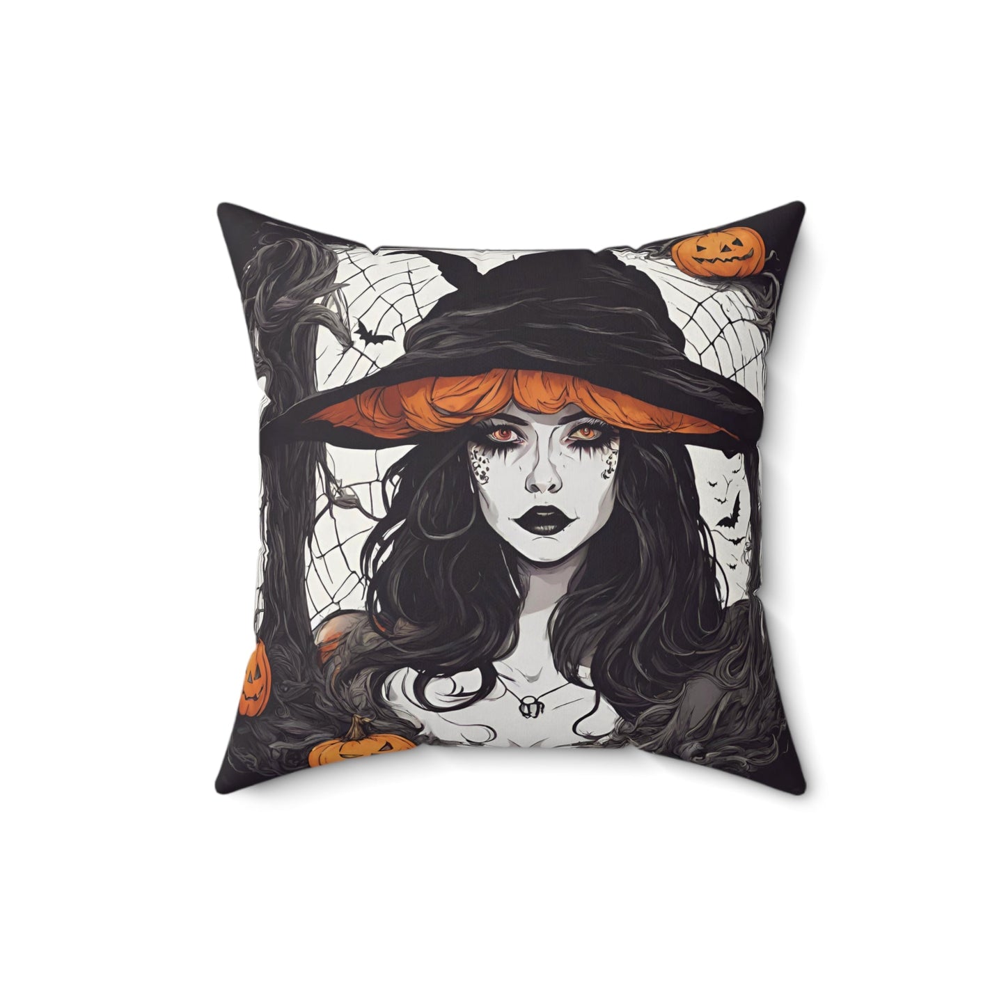 16" × 16" Home Decor Halloween Throw Pillow Decor Perfect for Couch or Sofa Accent Pillow Witch Petrova Designs