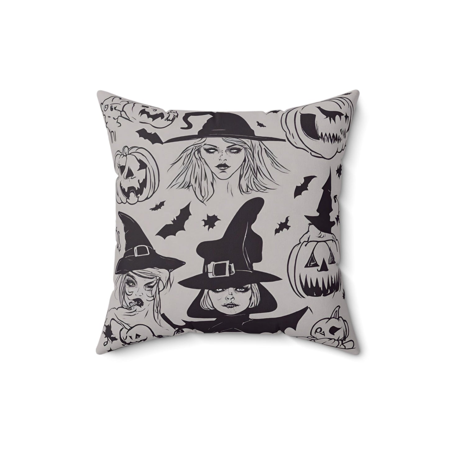 16" × 16" Home Decor Halloween Throw Pillow Decor Perfect for Couch or Sofa Accent Pillow Witch Petrova Designs