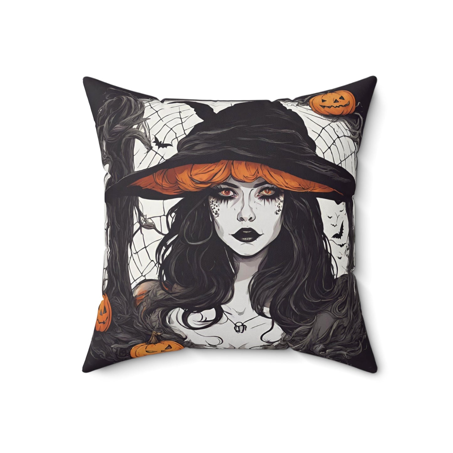 18" × 18" Home Decor Halloween Throw Pillow Decor Perfect for Couch or Sofa Accent Pillow Witch Petrova Designs