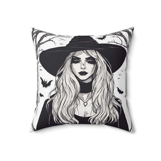 18" × 18" Home Decor Halloween Throw Pillow Decor Perfect for Couch or Sofa Accent Pillow Witch Petrova Designs