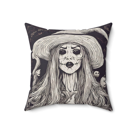 18" × 18" Home Decor Halloween Throw Pillow Decor Perfect for Couch or Sofa Accent Pillow Witch Petrova Designs