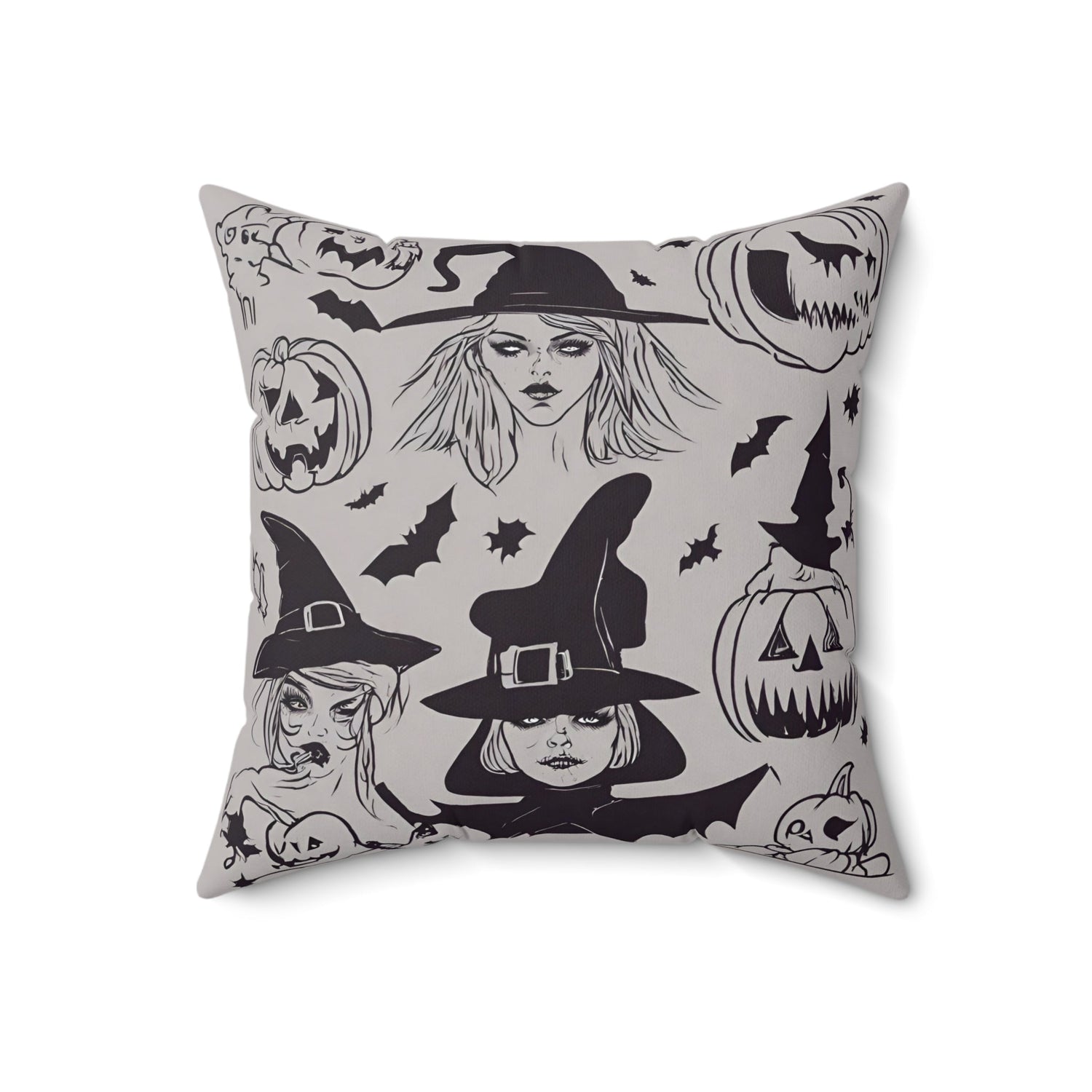 18" × 18" Home Decor Halloween Throw Pillow Decor Perfect for Couch or Sofa Accent Pillow Witch Petrova Designs