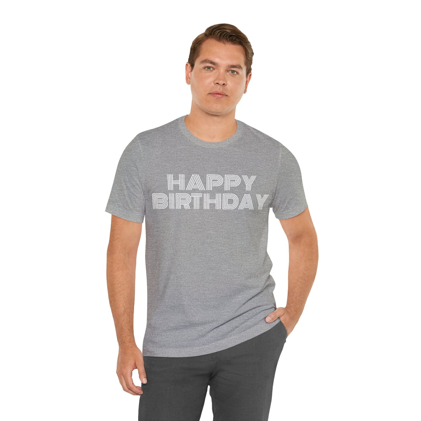 T-Shirt Happy Birthday Text Shirt for Men & Women Black Bella Canvas Shirts for Tshirt Outfit Aesthetic Petrova Designs