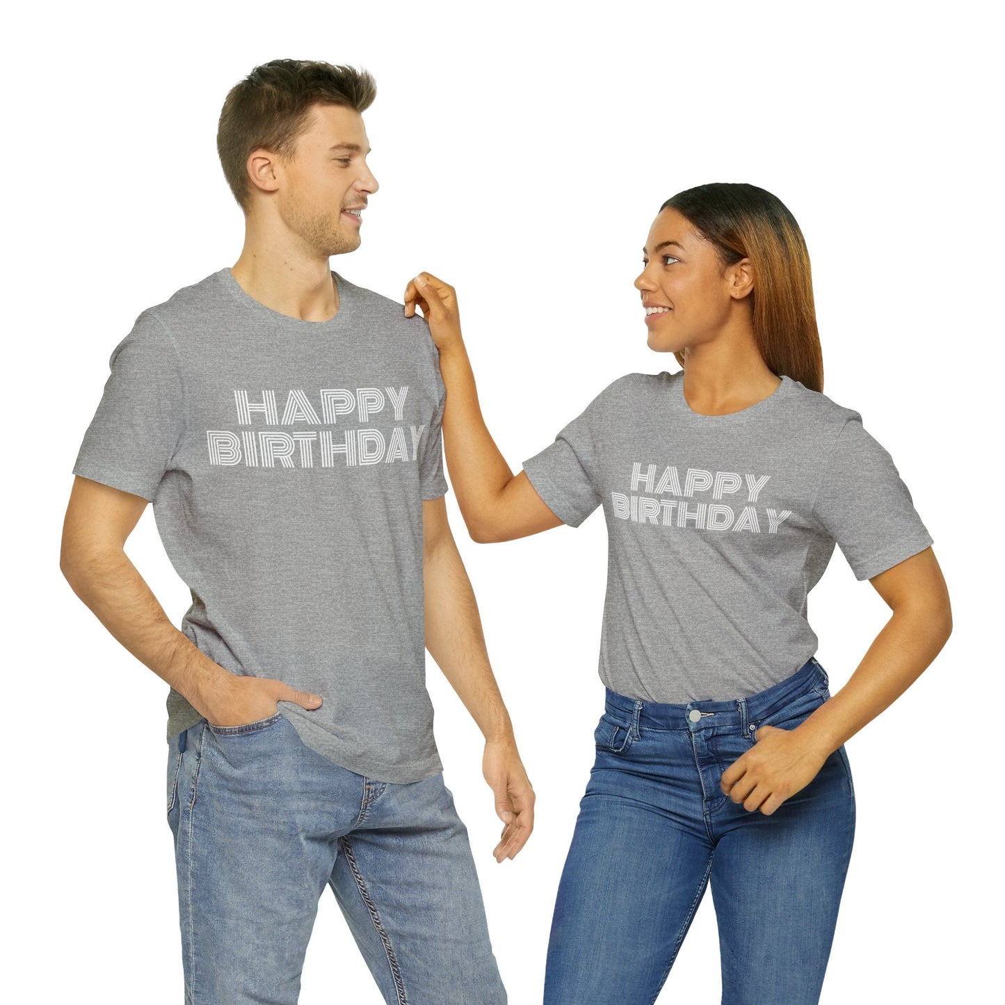 T-Shirt Happy Birthday Text Shirt for Men & Women Black Bella Canvas Shirts for Tshirt Outfit Aesthetic Petrova Designs