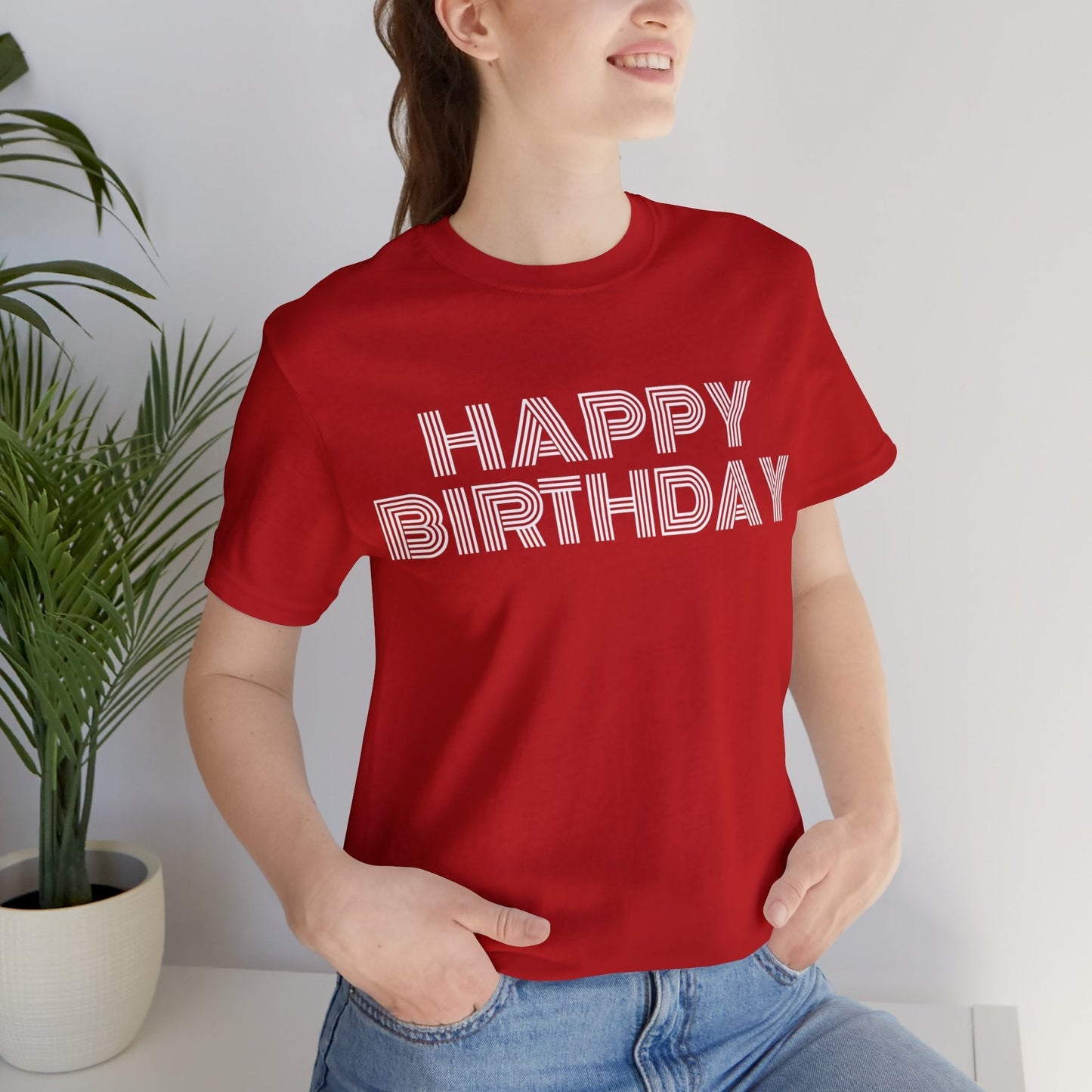 T-Shirt Happy Birthday Text Shirt for Men & Women Black Bella Canvas Shirts for Tshirt Outfit Aesthetic Petrova Designs