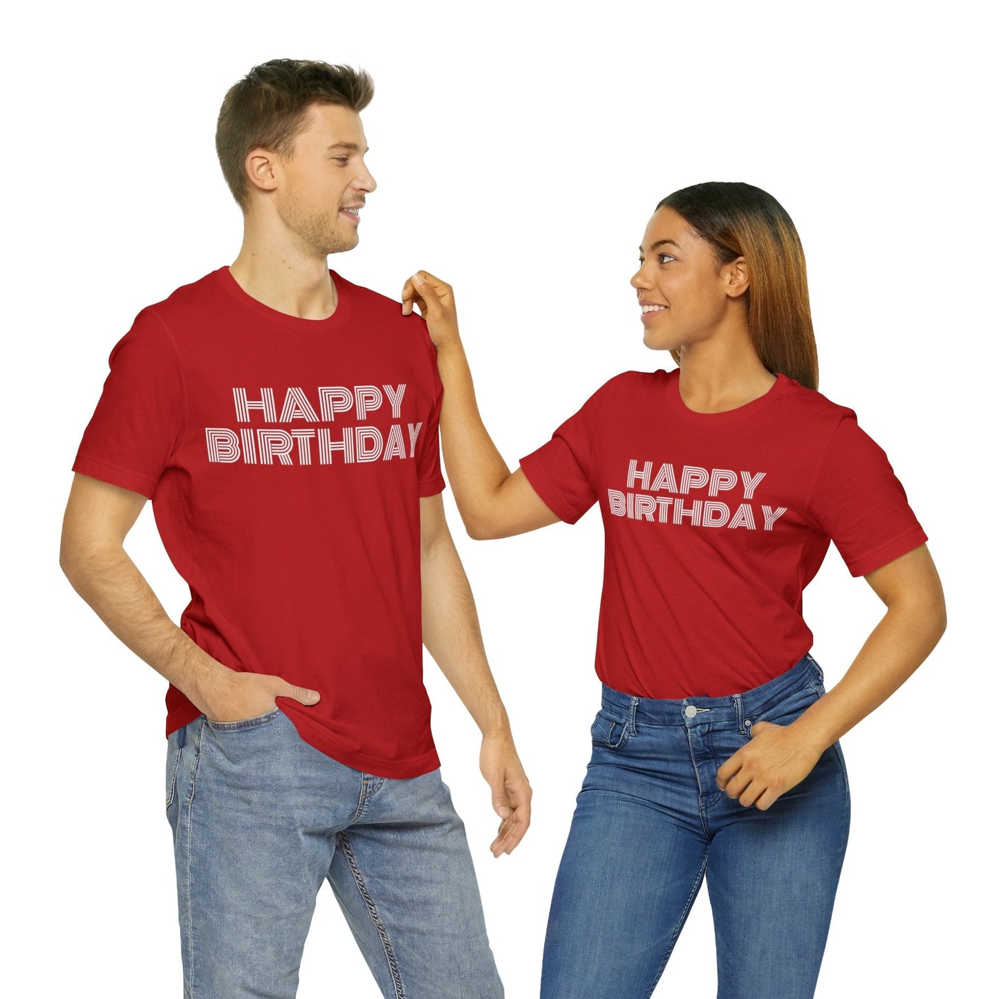 T-Shirt Happy Birthday Text Shirt for Men & Women Black Bella Canvas Shirts for Tshirt Outfit Aesthetic Petrova Designs