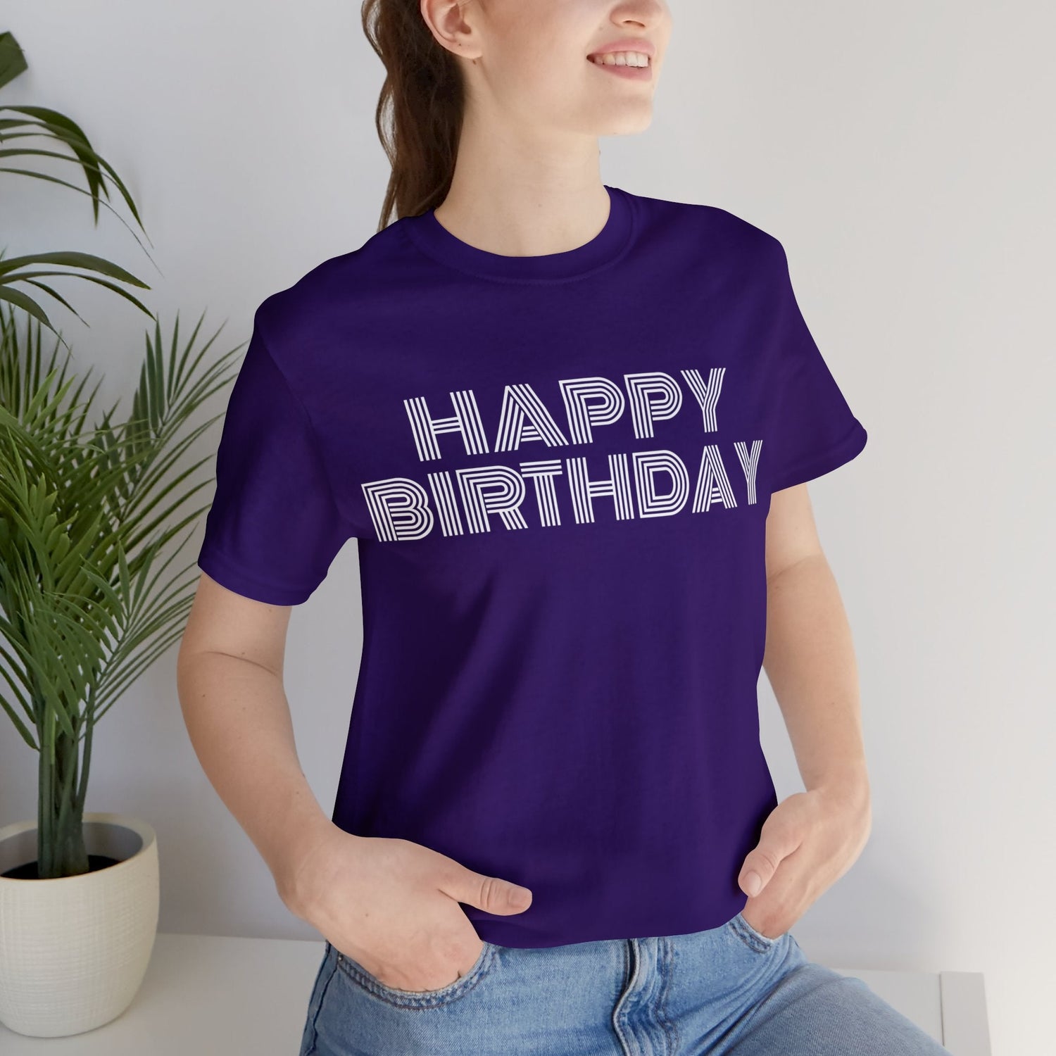 T-Shirt Happy Birthday Text Shirt for Men & Women Black Bella Canvas Shirts for Tshirt Outfit Aesthetic Petrova Designs