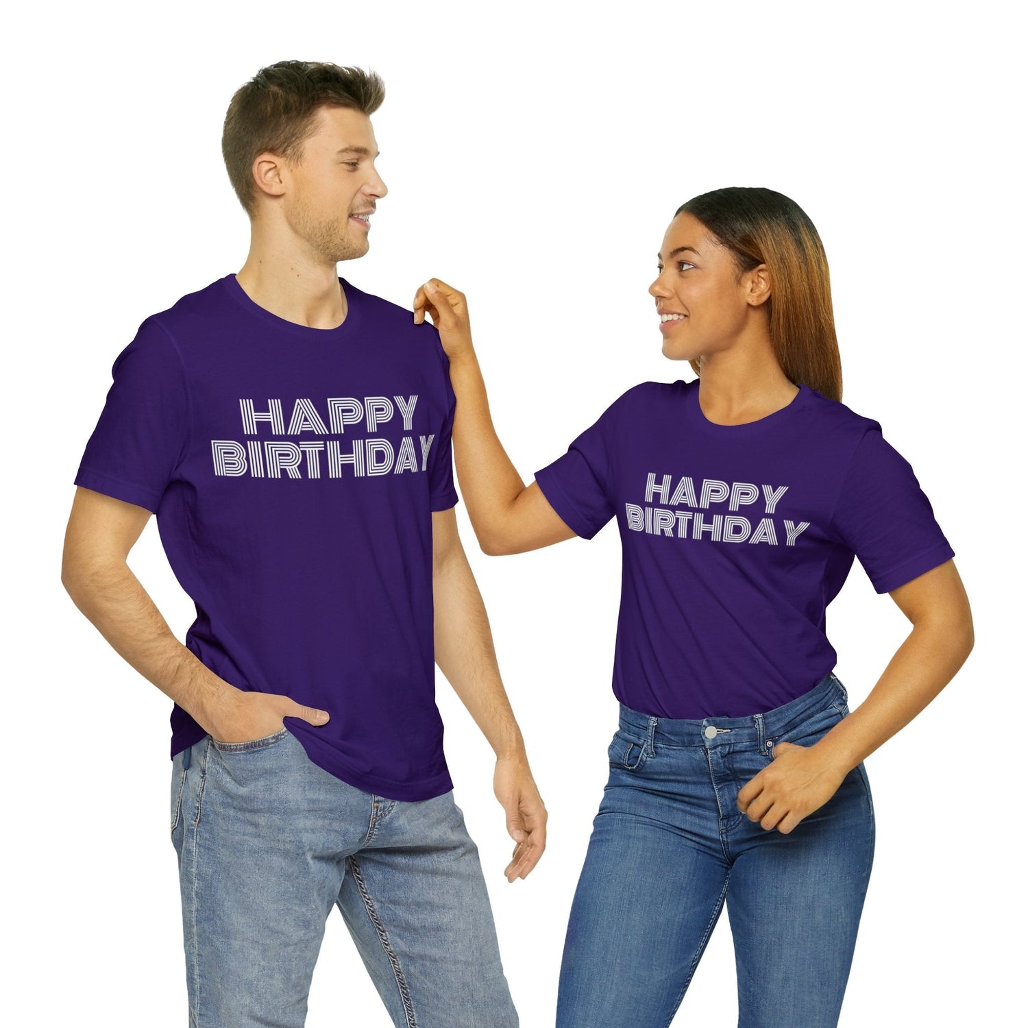 T-Shirt Happy Birthday Text Shirt for Men & Women Black Bella Canvas Shirts for Tshirt Outfit Aesthetic Petrova Designs