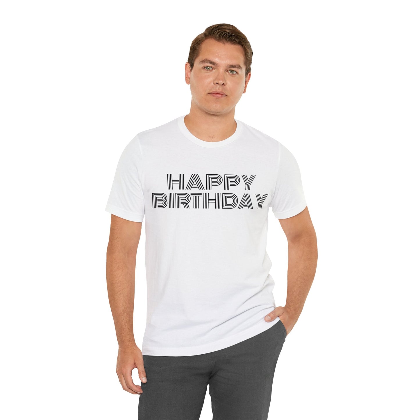 T-Shirt Happy Birthday Text Shirt for Men & Women Black Bella Canvas Shirts for Tshirt Outfit Aesthetic Petrova Designs